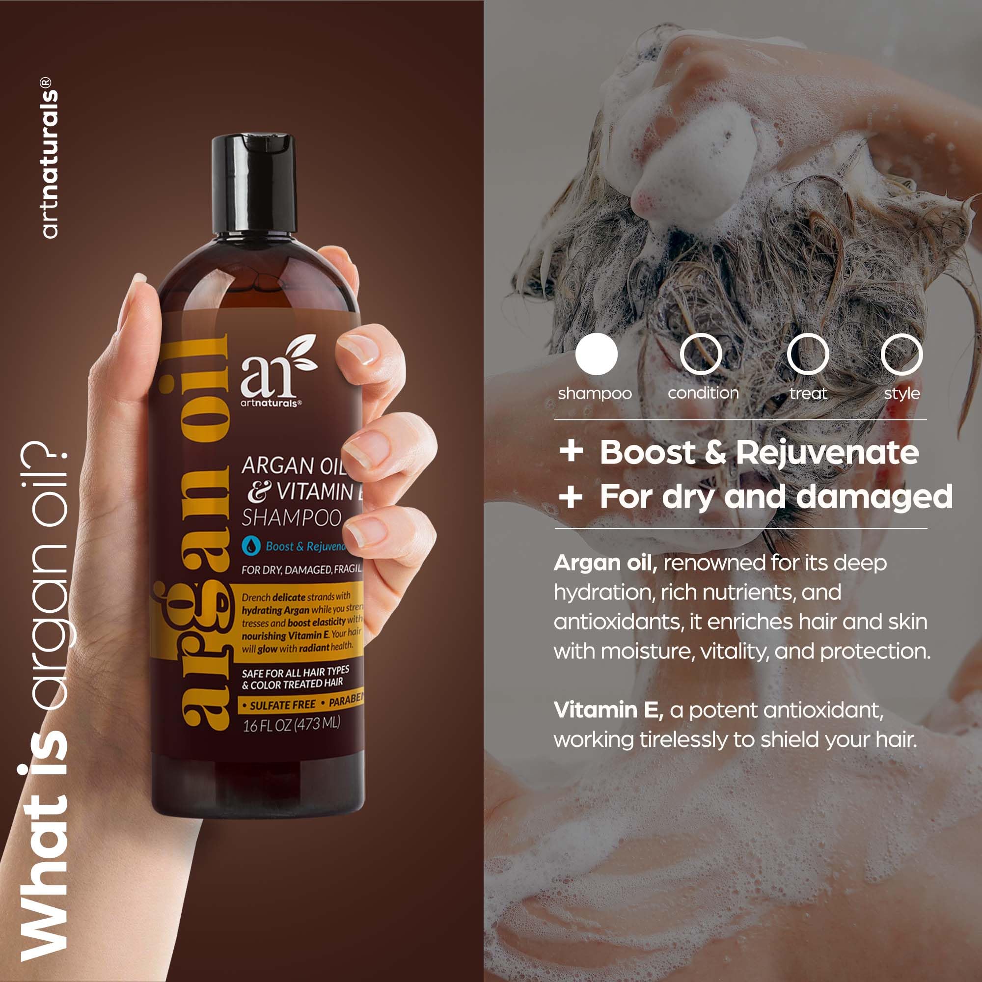 Foto 3 pulgar | Champú Artnaturals Con Argán Para El Crecimiento Del Cabello  473 Ml  Sin Sulfatos - Venta Internacional.