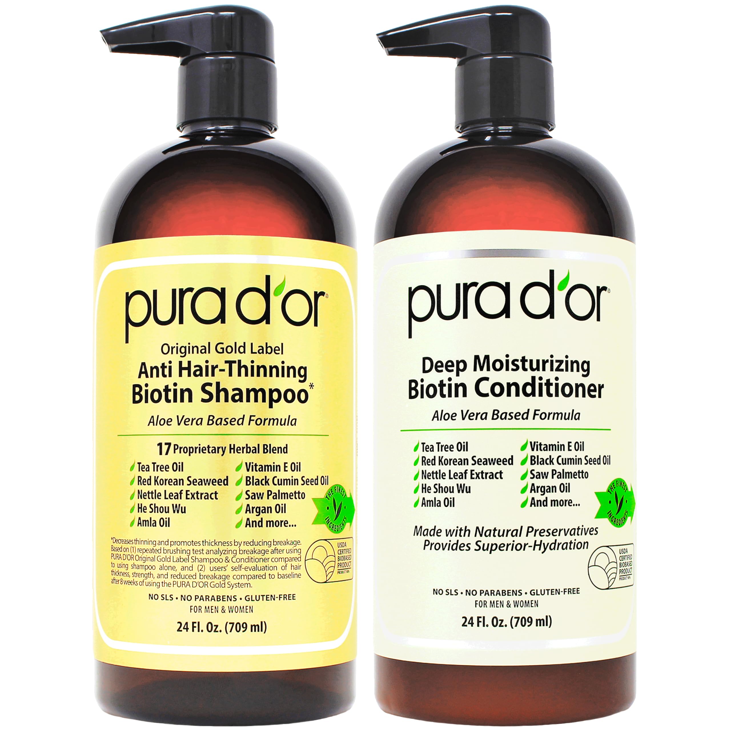 Foto 1 | Champú Y Acondicionador Pura D'or Antidiluyente Biotina 720ml X2 - Venta Internacional.