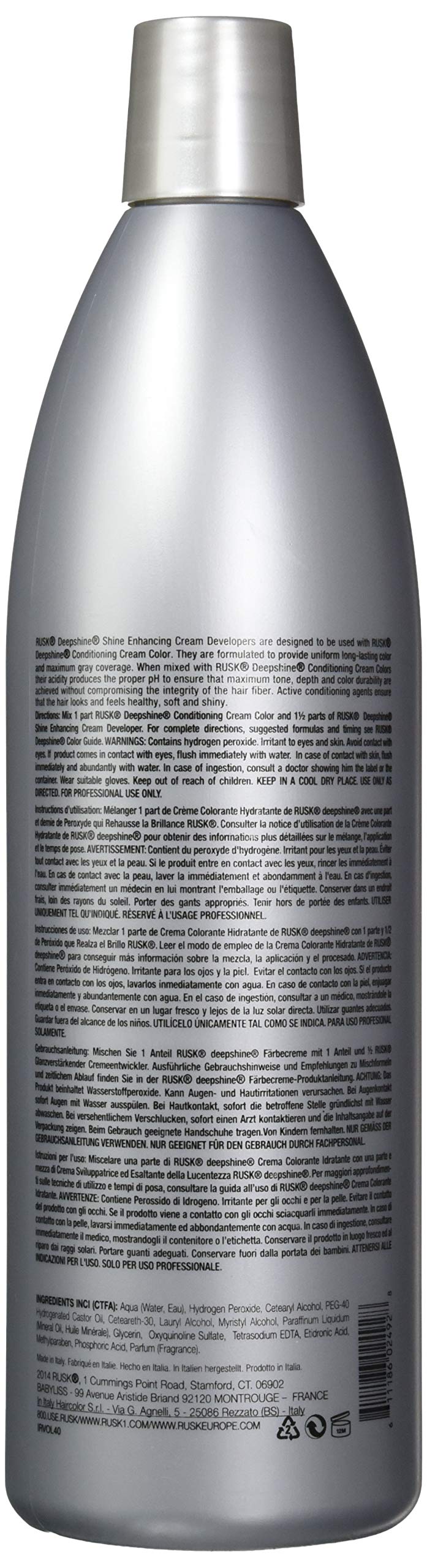 Foto 3 pulgar | Crema Desarrolladora Rusk Deep Shine Enhancing, 40 Volúmenes, 1000 Ml - Venta Internacional.