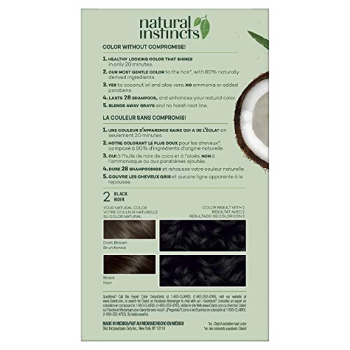 Foto 2 | Clairol Natural Instincts Tinte Semipermanente Para El Cabello, 2 Colores De Cabello Negro, 1 Conteo - Venta Internac