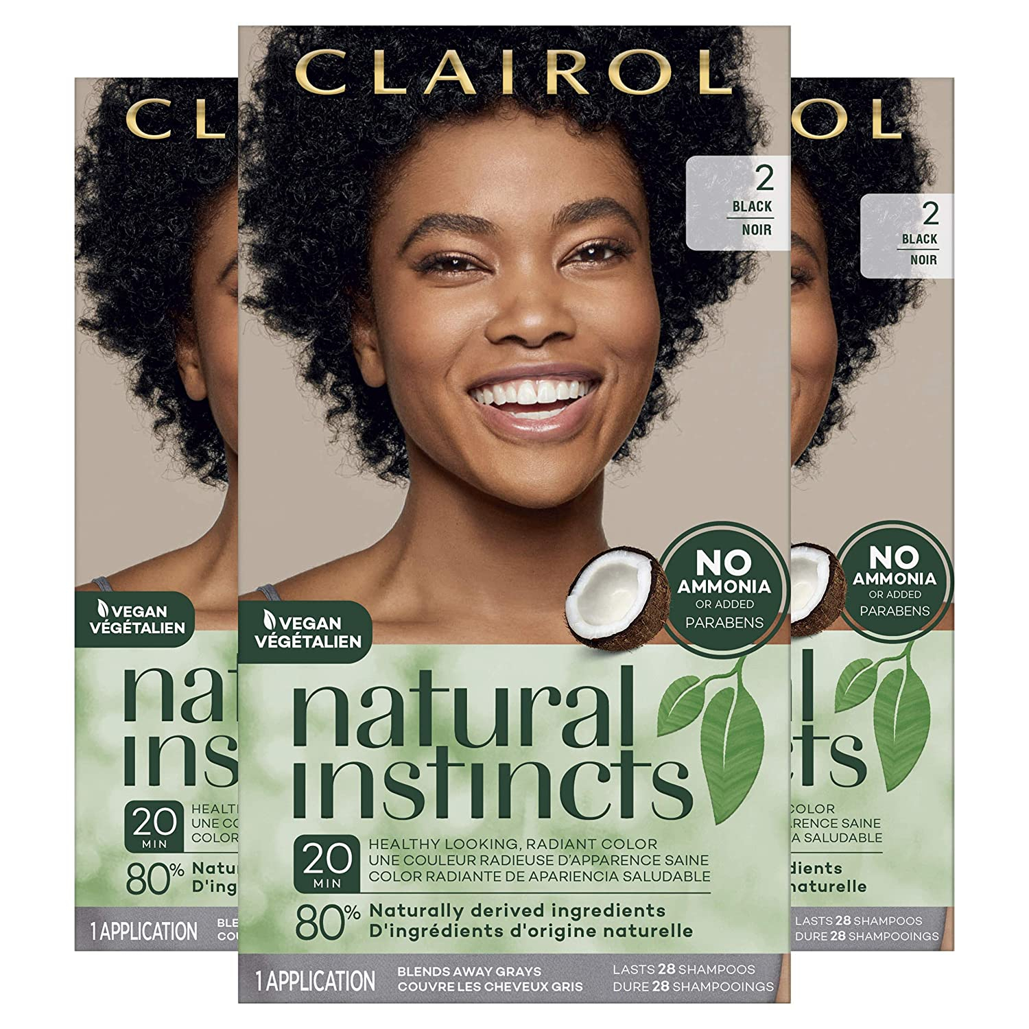 Foto 2 pulgar | Tinte Para El Cabello Clairol Natural Instincts Semipermanente 2 Black X3 - Venta Internacional.