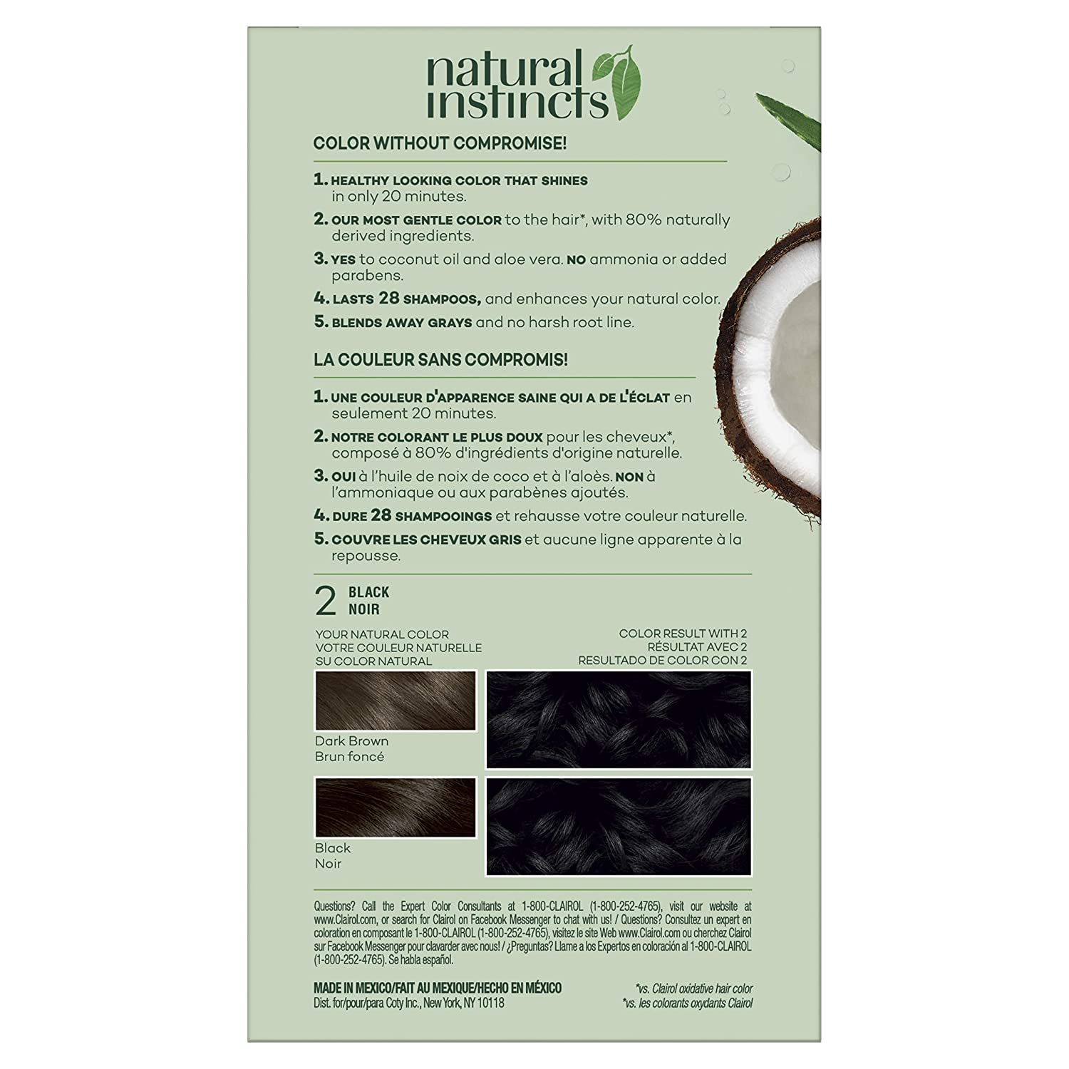 Foto 4 pulgar | Tinte Para El Cabello Clairol Natural Instincts Semipermanente 2 Black X3 - Venta Internacional.