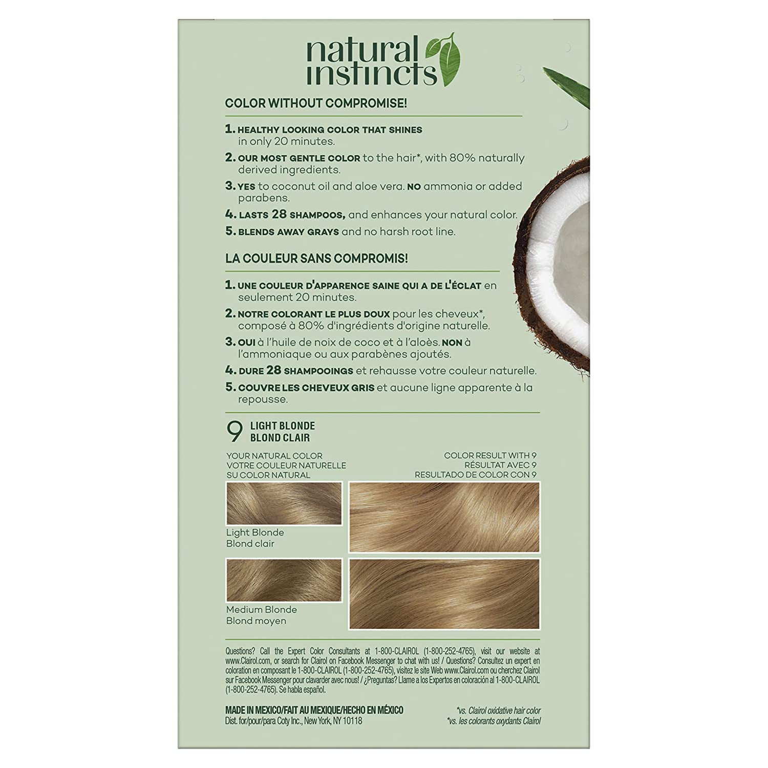 Foto 3 pulgar | Tinte Para El Cabello Clairol Natural Instincts Semipermanente 9 Light Bl - Venta Internacional.