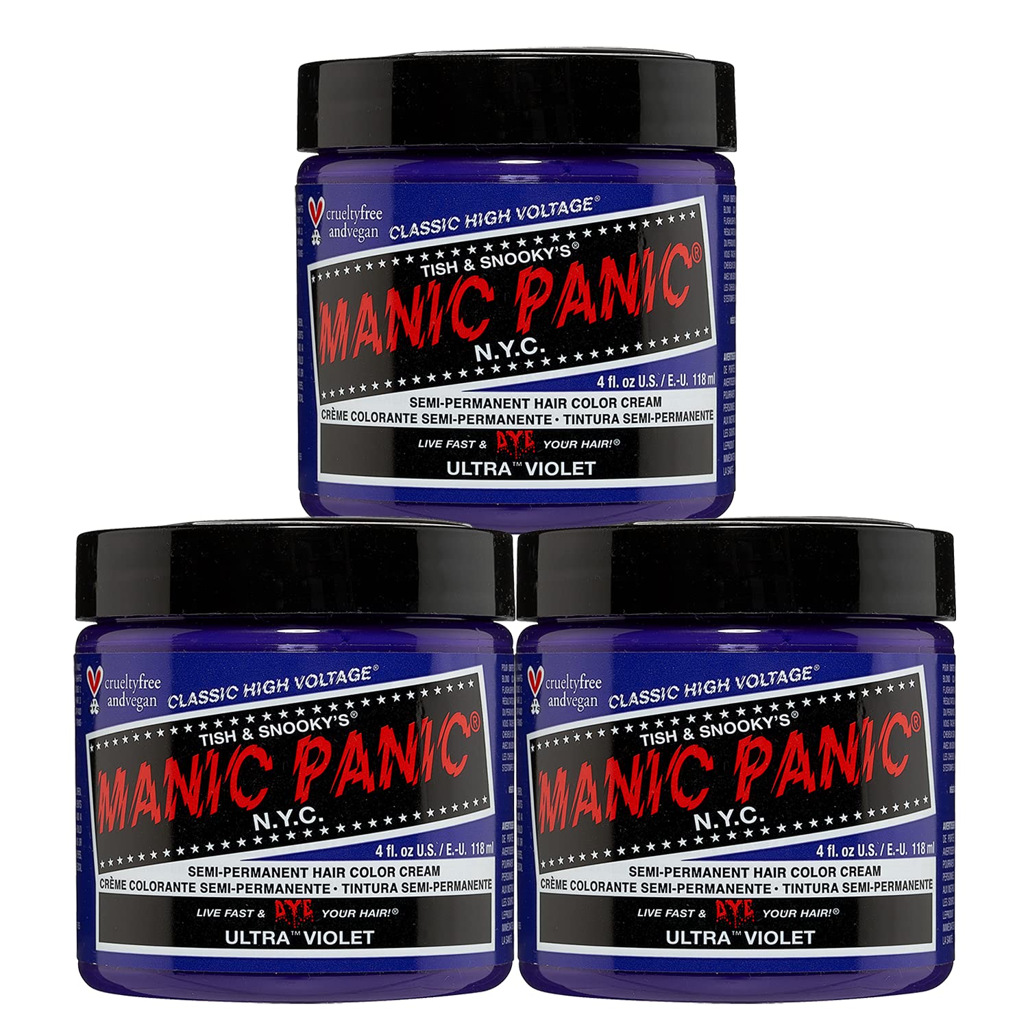 Tinte Para El Cabello Manic Panic Ultra Violet Classic, Paquete De 3 - Venta Internacional.