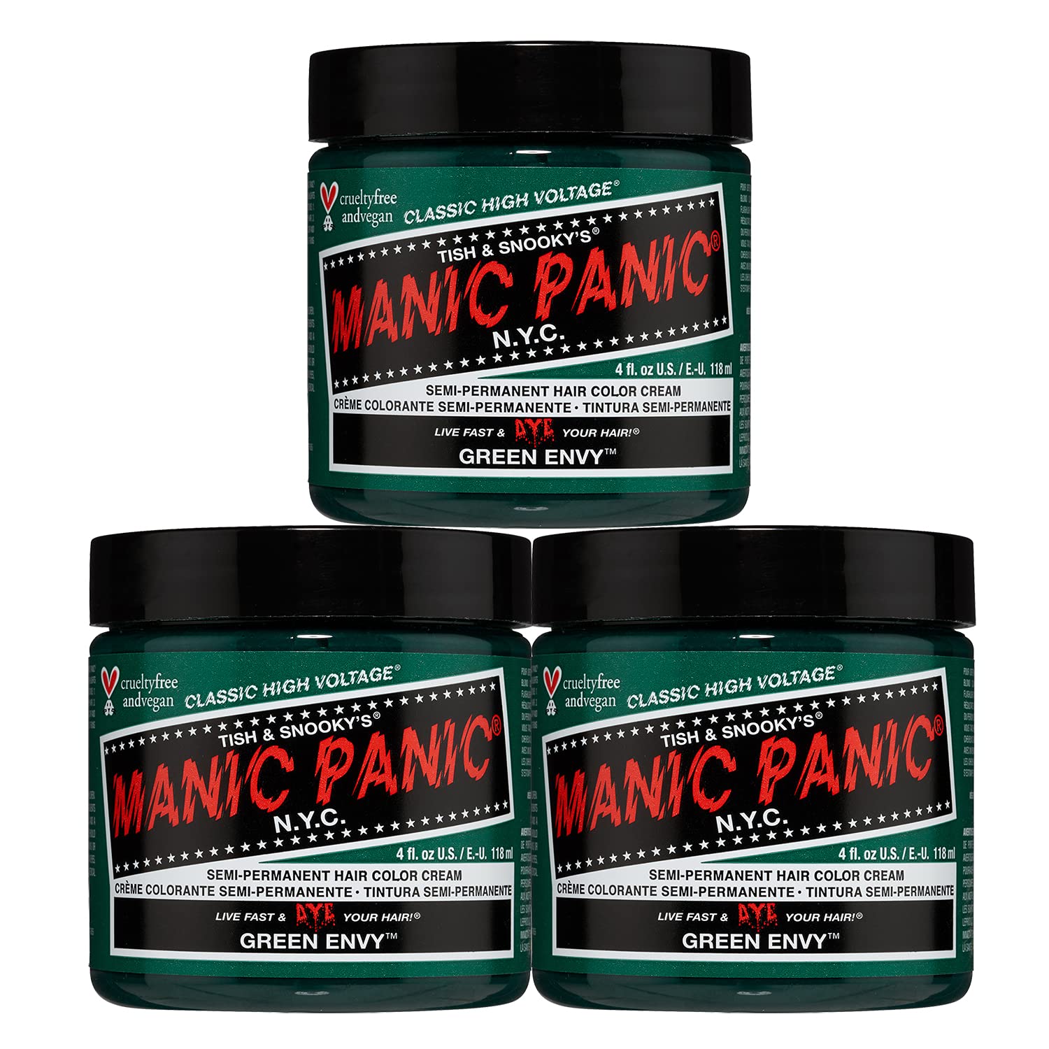 Foto 2 pulgar | Tinte Para El Cabello Manic Panic Green Envy Classic High Voltage, Paquete De 3 - Venta Internacional.