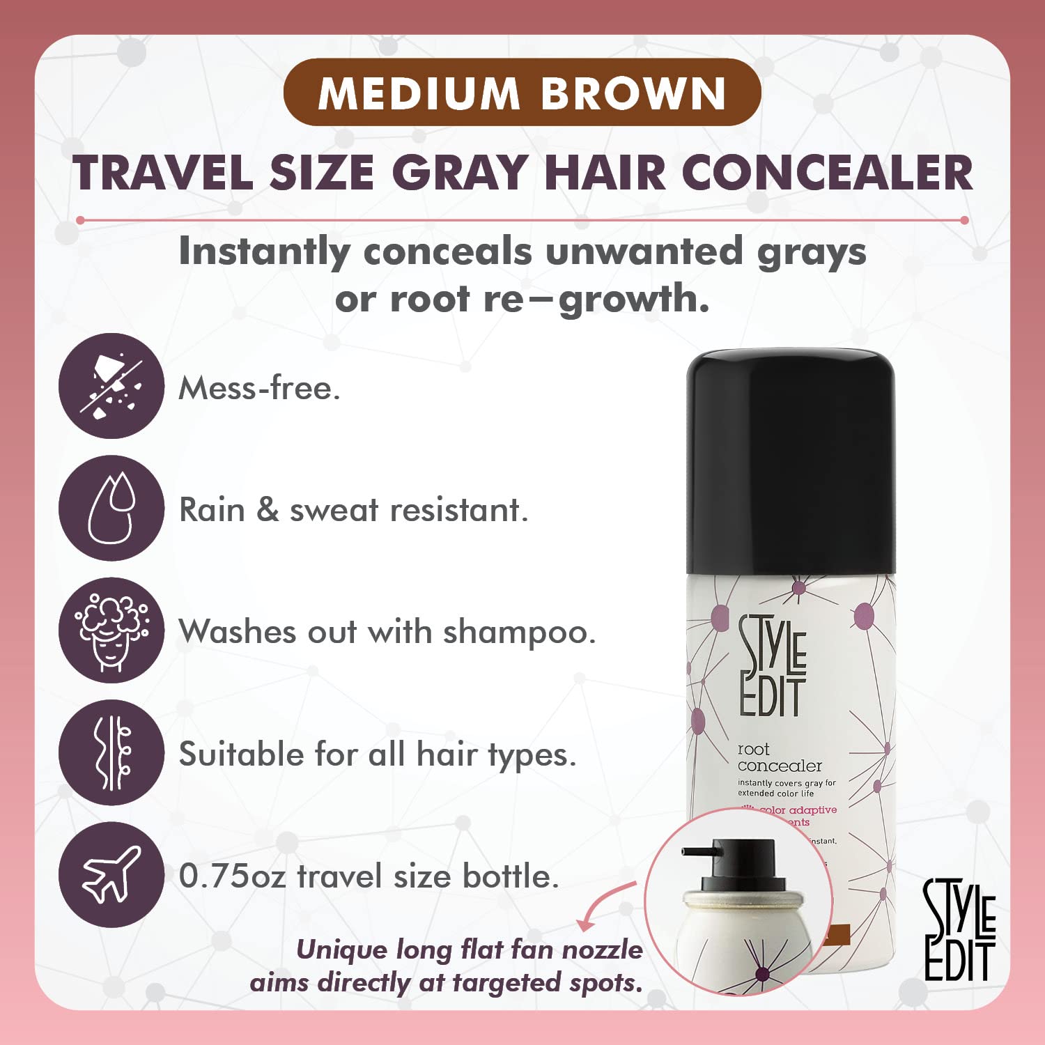 Foto 2 | Root Touch Up Spray Style Edit Para Cabello Castaño Medio - Venta Internacional.
