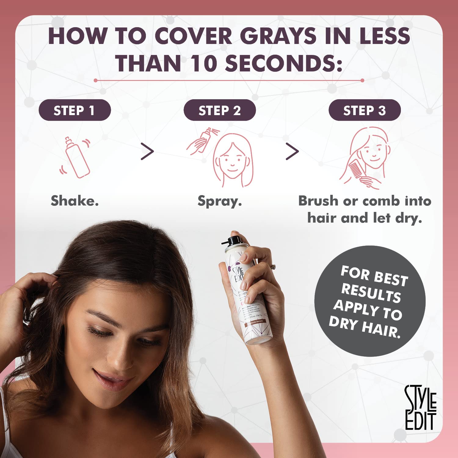 Foto 4 | Root Touch Up Spray Style Edit Para Cabello Castaño Medio - Venta Internacional.