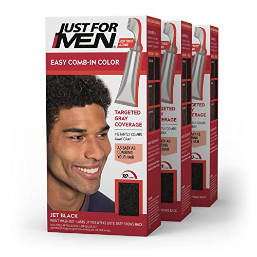 Foto 8 pulgar | Tinte Para Cabello Just For Men Easy Comb In Jet Black A-60, Paquete De 3 - Venta Internacional.