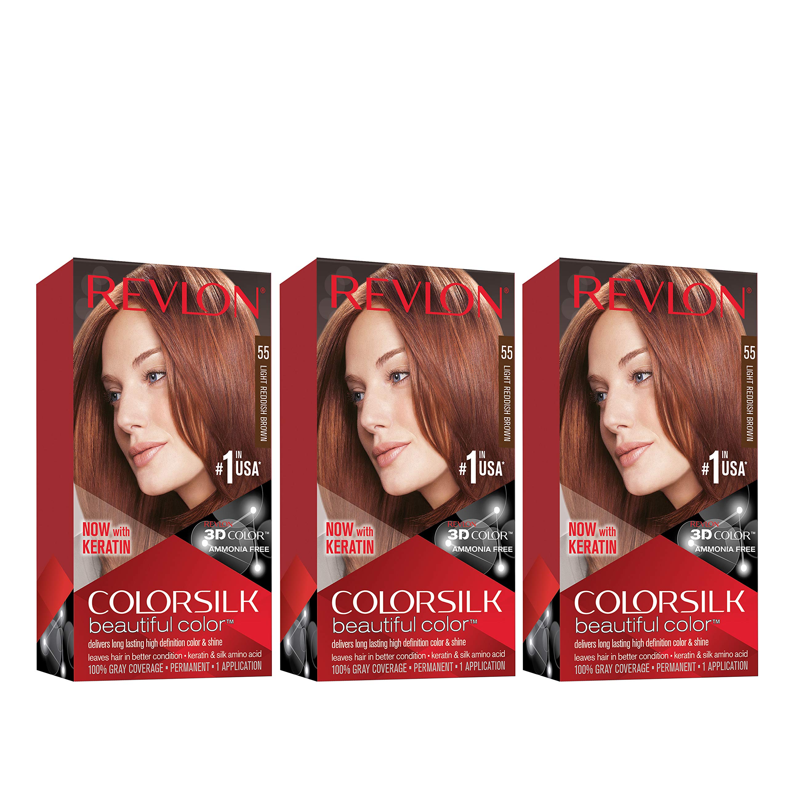 Foto 2 pulgar | Tinte De Pelo Revlon Colorsilk 55 Marrón Rojizo Claro 130 Ml X3 - Venta Internacional.