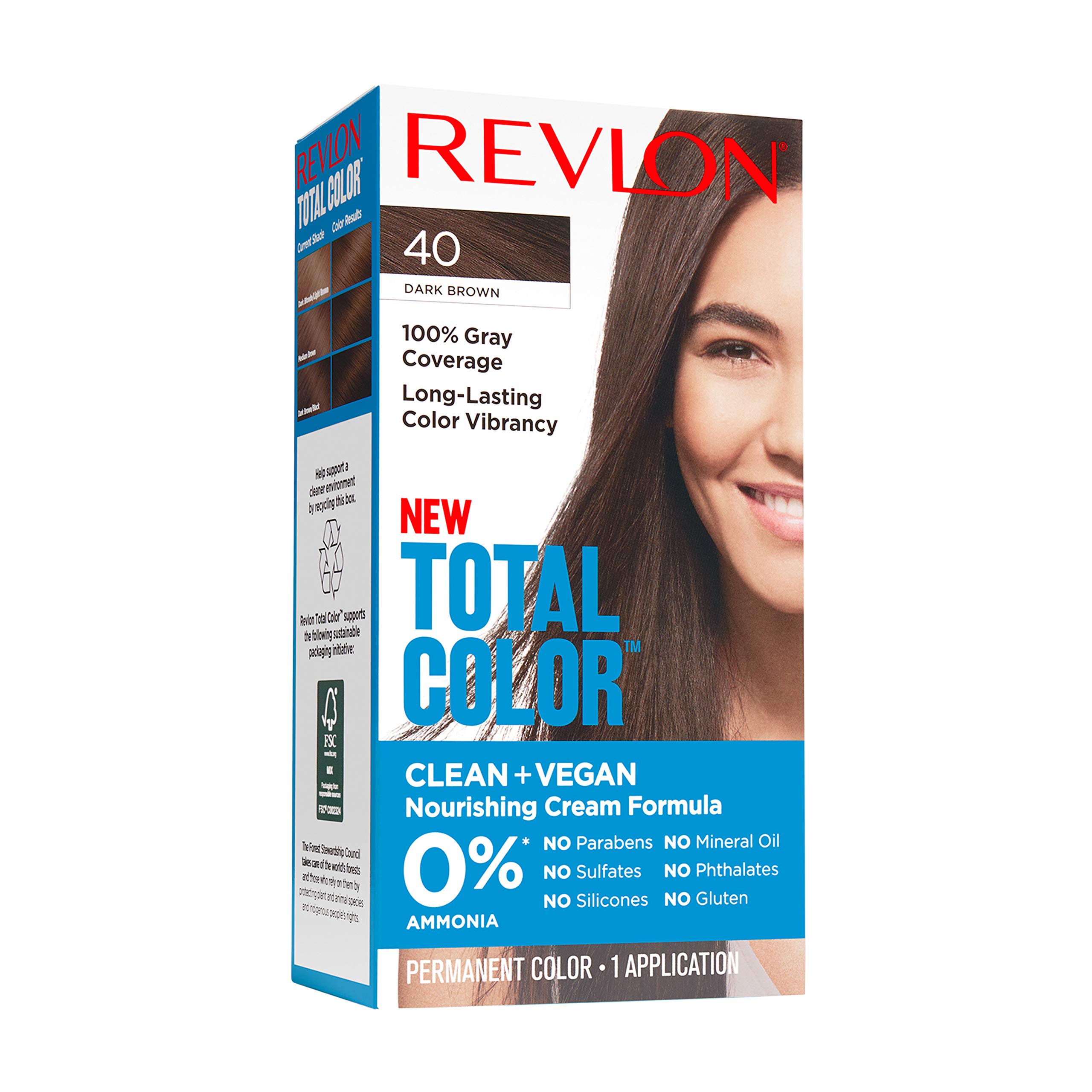 Foto 2 pulgar | Tinte de Pelo Revlon Total Color 40 Marrón Oscuro 100 Ml Limpio Y Vegano - Venta Internacional