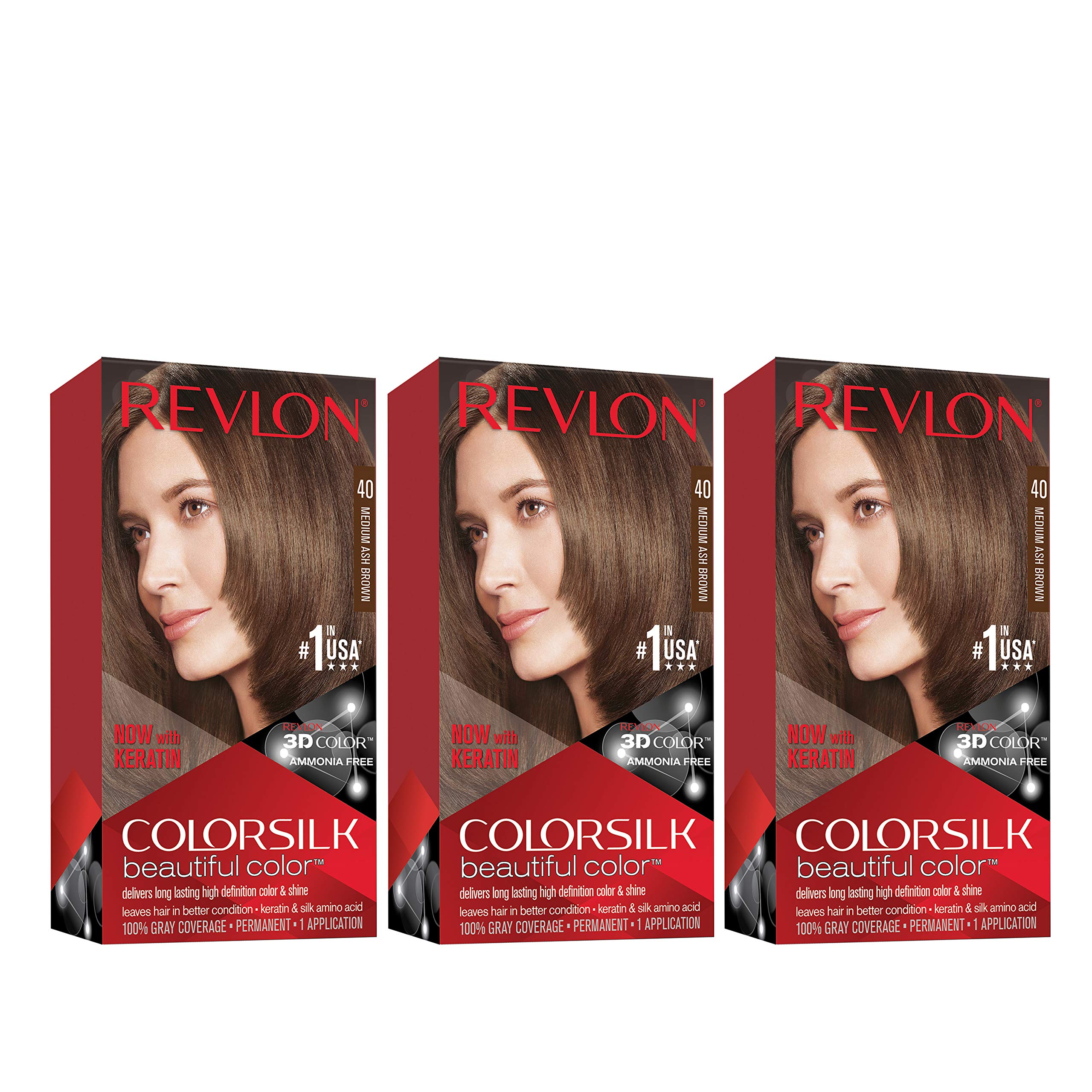 Tinte De Pelo Revlon Colorsilk 40 Medium Ash Brown 130 Ml X3 - Venta Internacional.