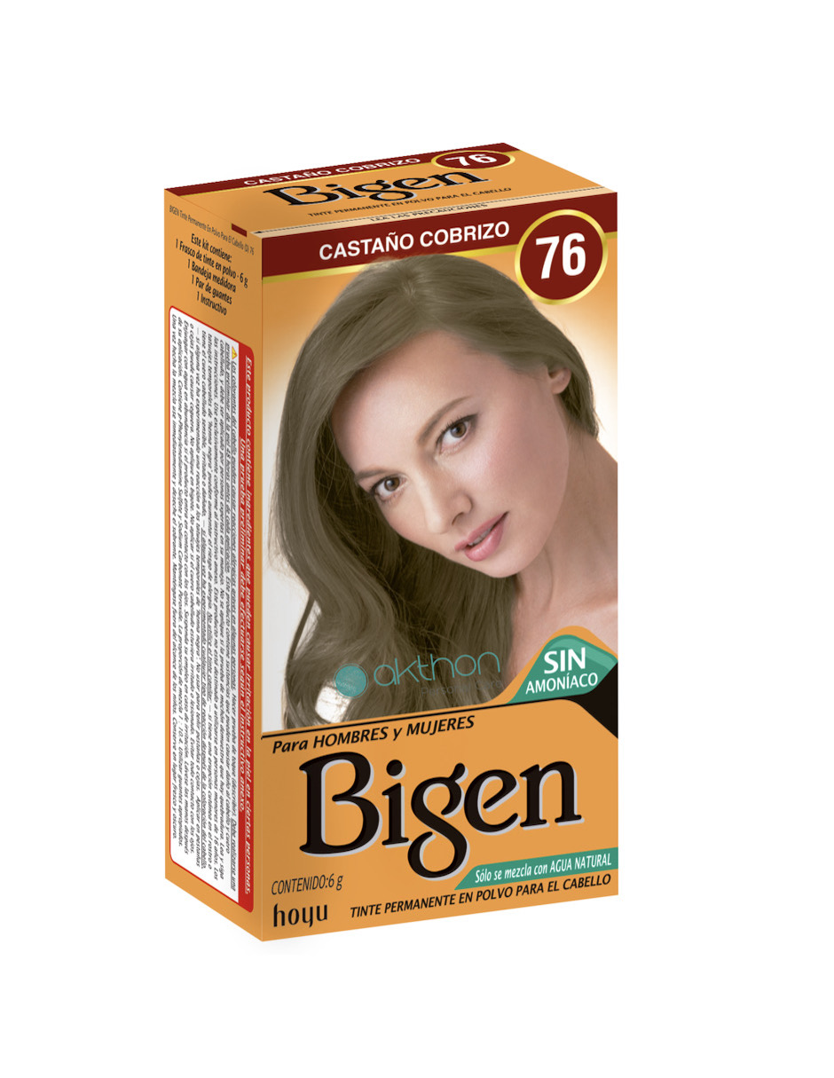 Foto 3 pulgar | Tinte Para Cabello En Polvo Bigen Castaño Cobrizo 76, 6 Gr