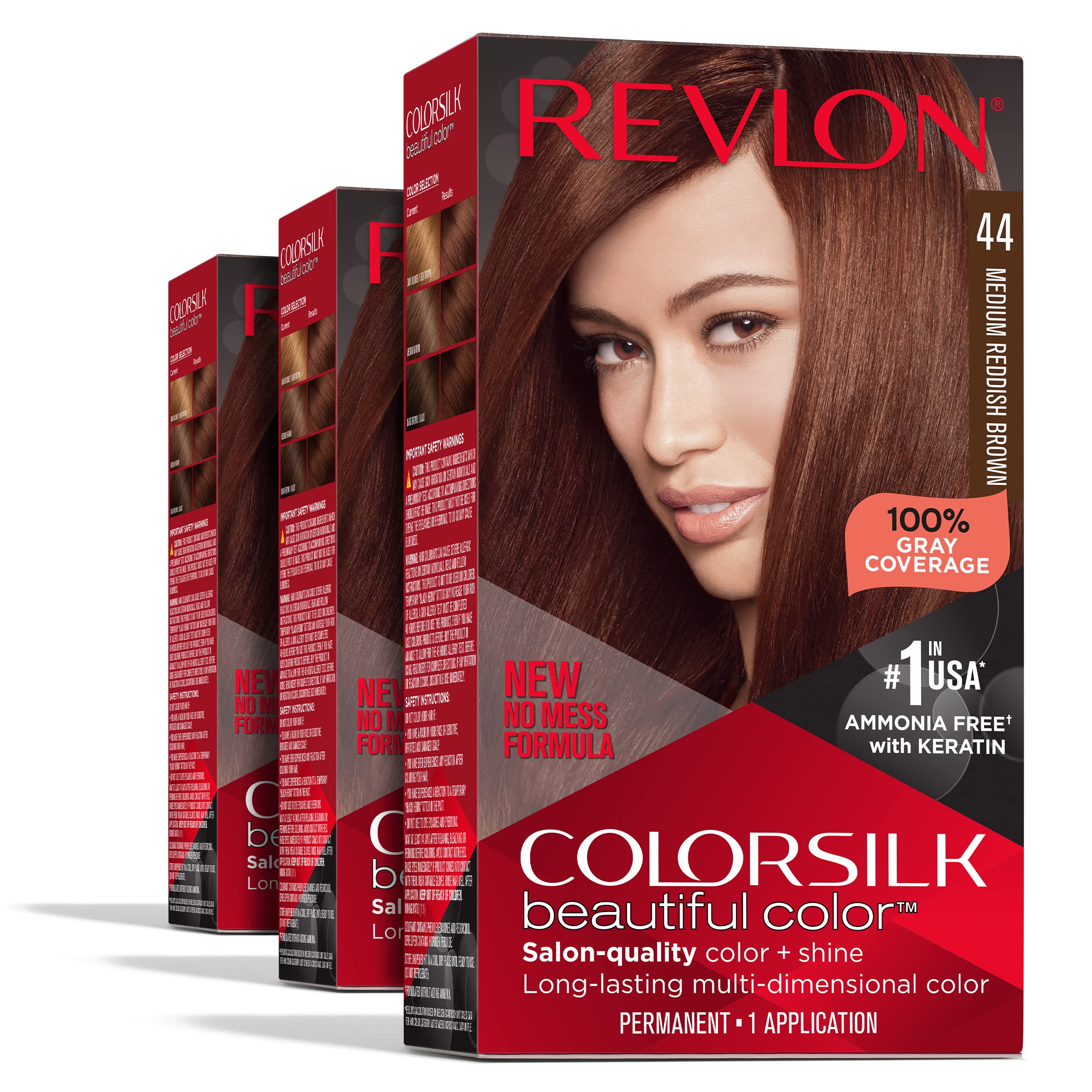Foto 2 pulgar | Tinte para Cabello Revlon Colorsilk 44 Marrón Rojizo Medio 3 Paquetes - Venta Internacional