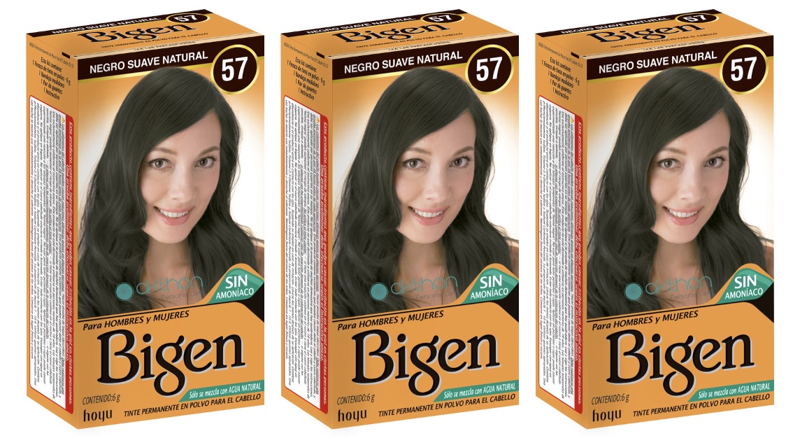 Tinte para Cabello Bigen 57 Negro Suave Natural 3 Piezas