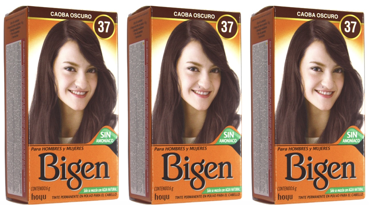 Tinte para Cabello en Polvo Bigen Caoba Oscuro 37.6 gr 3 Piezas