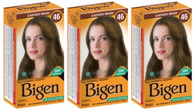 Foto 1 | Tinte para Cabello en Polvo Bigen Castaño Medio 46, 6 gr 3 Piezas
