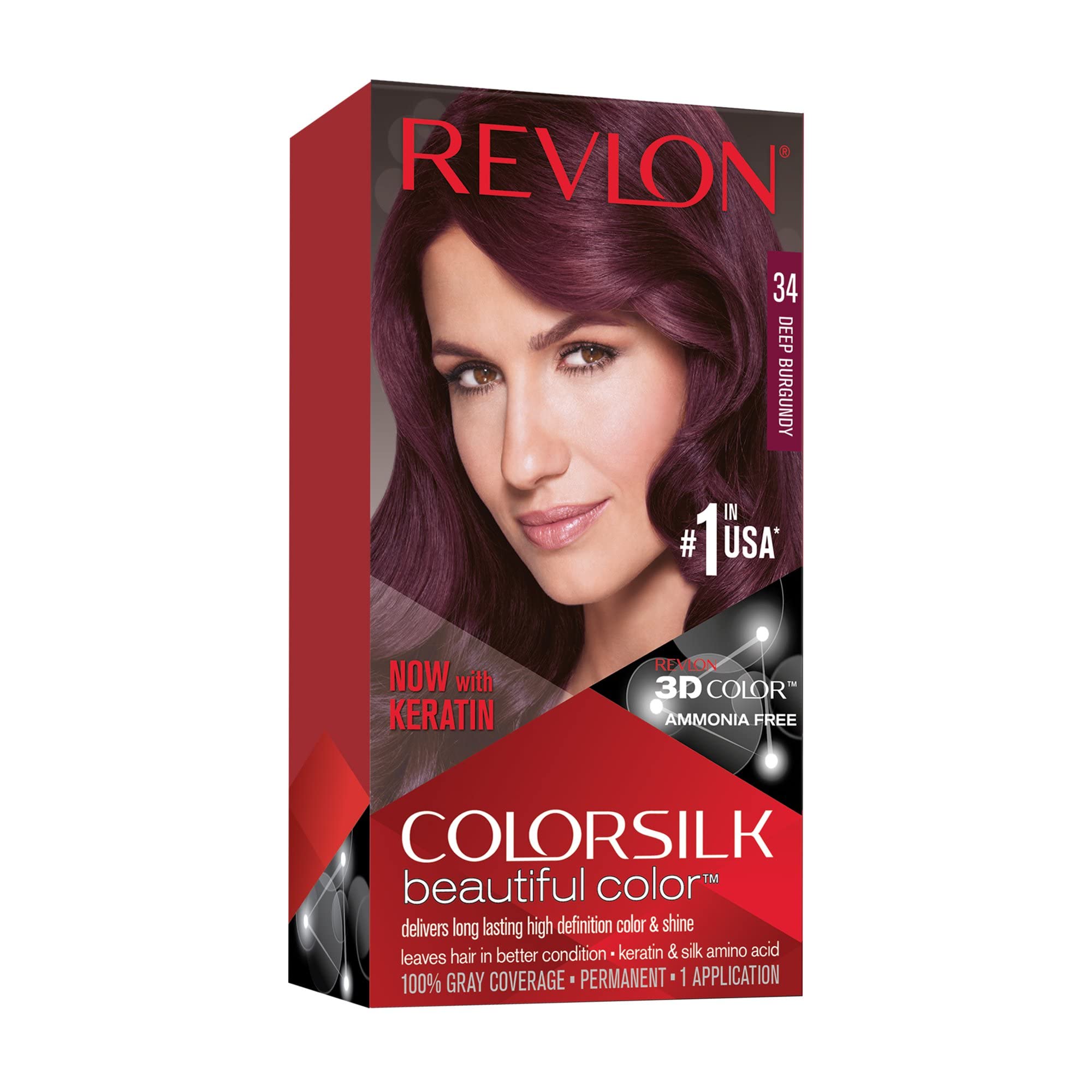 Hair Color Revlon Colorsilk 48 Burgundy 1 Paquete (4 Unidades) - Venta Internacional.