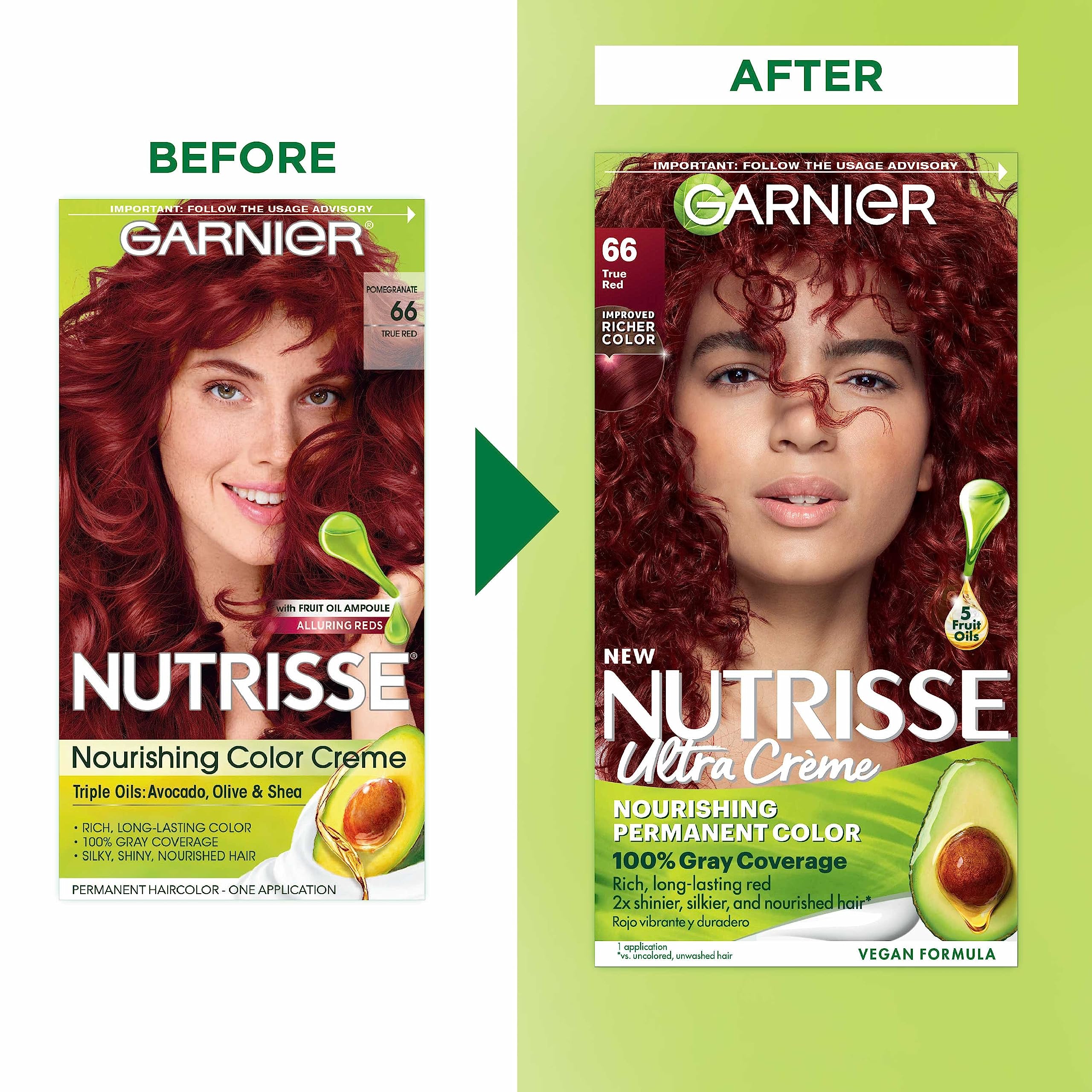 Foto 3 pulgar | Tinte Para El Cabello Garnier Nutrisse Nourishing Creme 66 True Red 2x - Venta Internacional.