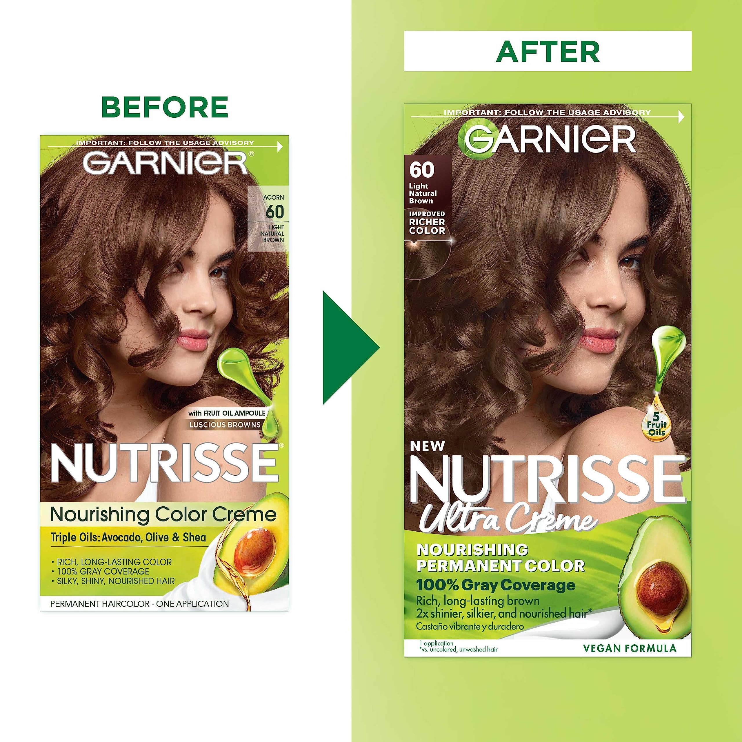 Foto 3 pulgar | Tinte Para El Cabello Garnier Nutrisse Nourishing Creme 60, Marrón Claro, 2 Veces - Venta Internacional.