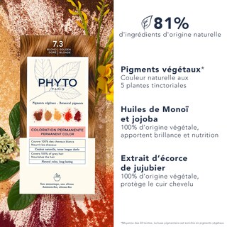Foto 3 | Tinte Para El Cabello Phyto Phytocolor Permanent 7.3, Rubio Dorado, 12 Ml - Venta Internacional.