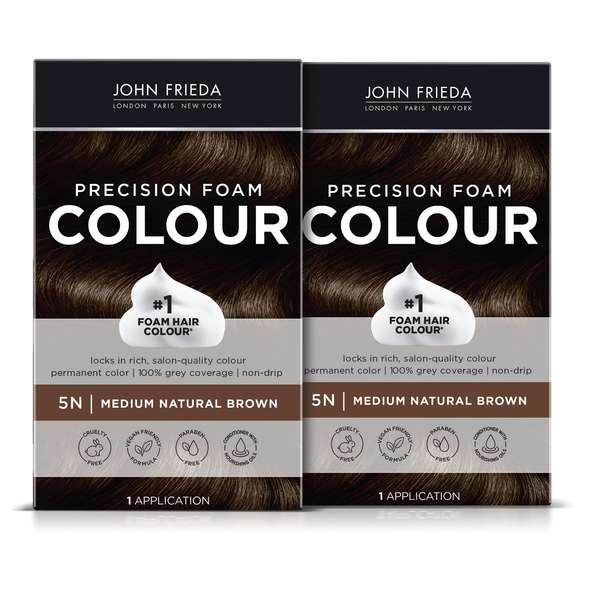 Tinte De Pelo John Frieda Precision Foam 5n Medium Brown X2 - Venta Internacional.