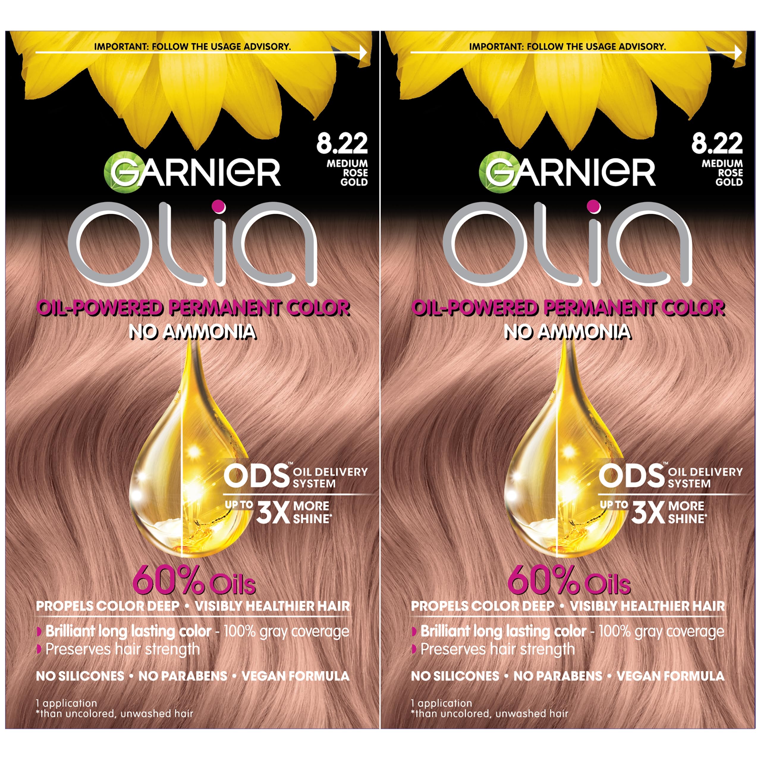 Tinte De Pelo Garnier Olia Sin Amoniaco 8.22 Medium Rose Gold - Venta Internacional.