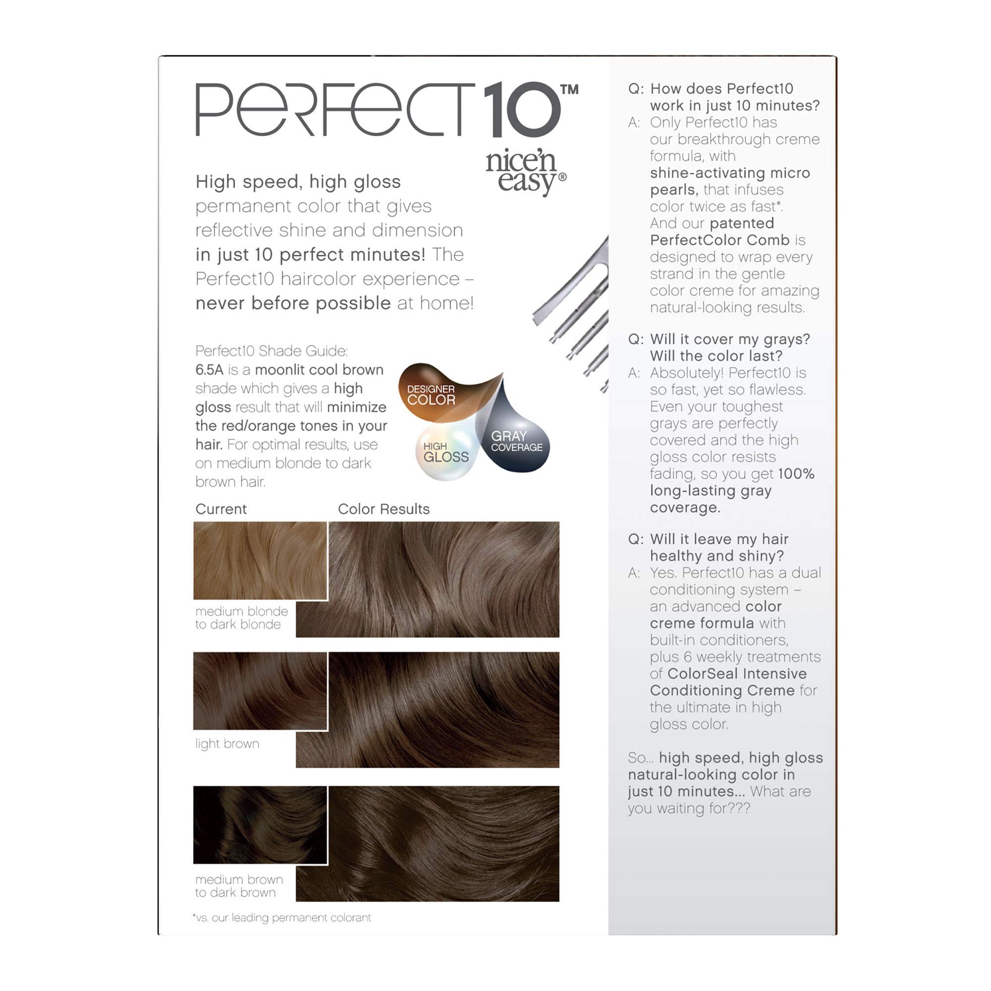 Foto 4 | Tinte Para El Cabello Clairol Nice'n Easy Perfect 10, 6.5 A, Marrón Frío Más Claro - Venta Internacional.