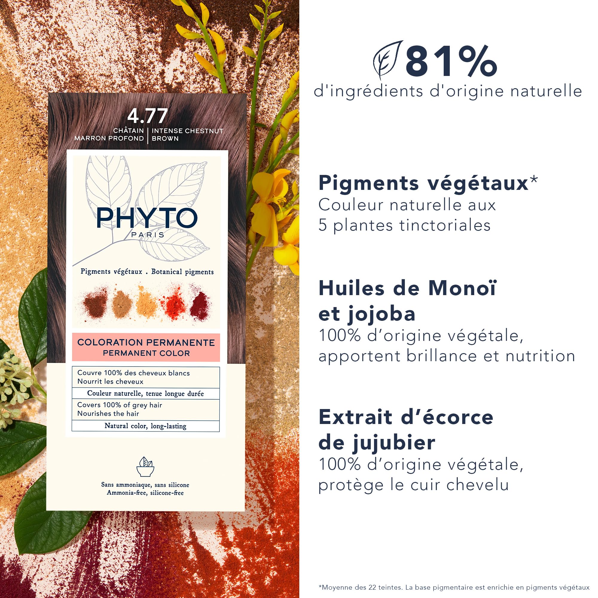 Foto 4 pulgar | Tinte Para El Cabello Phyto Phytocolor Permanent 4.77 Intense Chestnut - Venta Internacional.