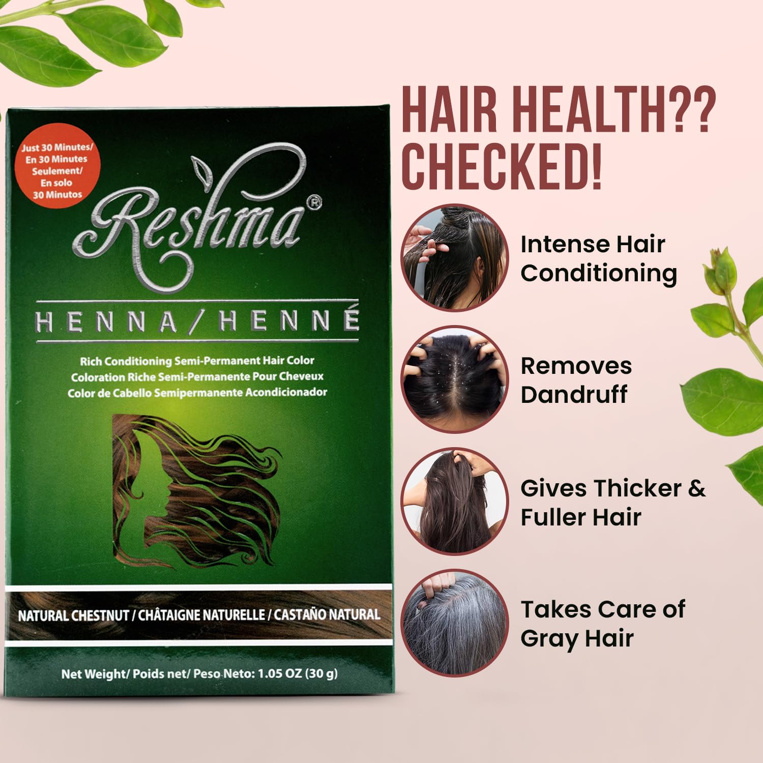 Foto 8 pulgar | Tinte De Pelo Con Henna Reshma Beauty, 30 Minutos, Castaño, 100 Ml - Venta Internacional.