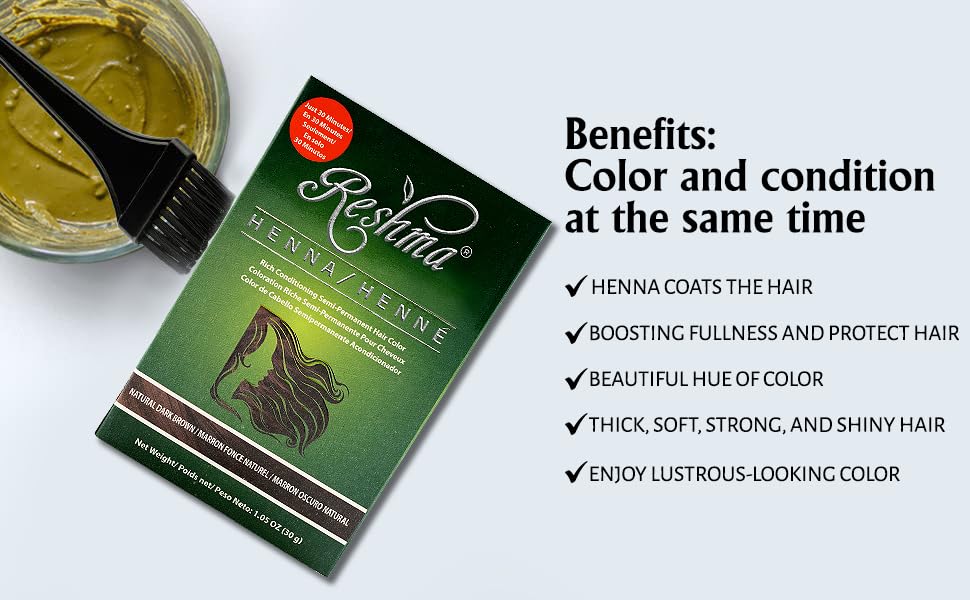 Foto 3 | Tinte De Pelo Con Henna Reshma Beauty, 30 Minutos, Marrón Oscuro - Venta Internacional.