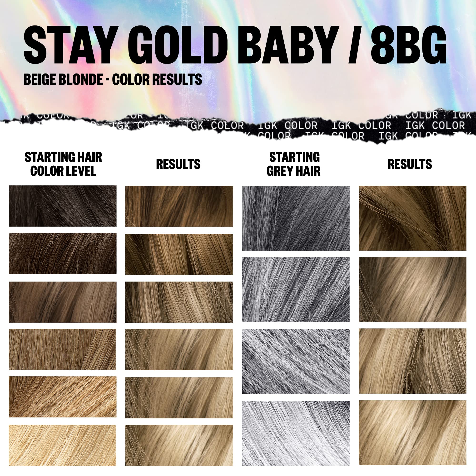 Foto 5 pulgar | Kit De Coloración De Cabello Igk Stay Gold Baby Beige Blonde 8bg 140 Ml - Venta Internacional.
