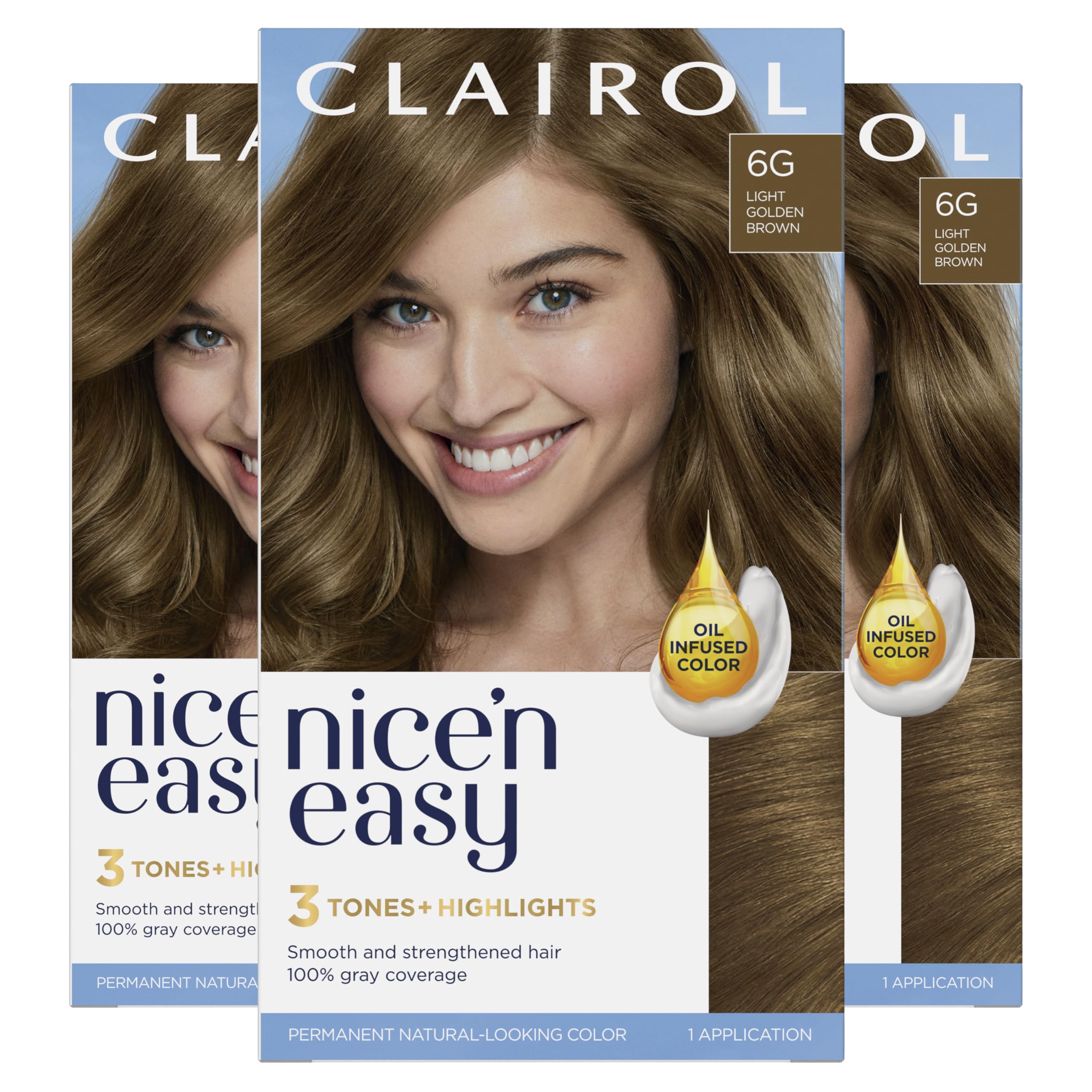 Foto 2 pulgar | Tinte Para El Cabello Clairol Nice'n Easy, 6 G, Marrón Dorado Claro, Paquete De 3 - Venta Internacional.