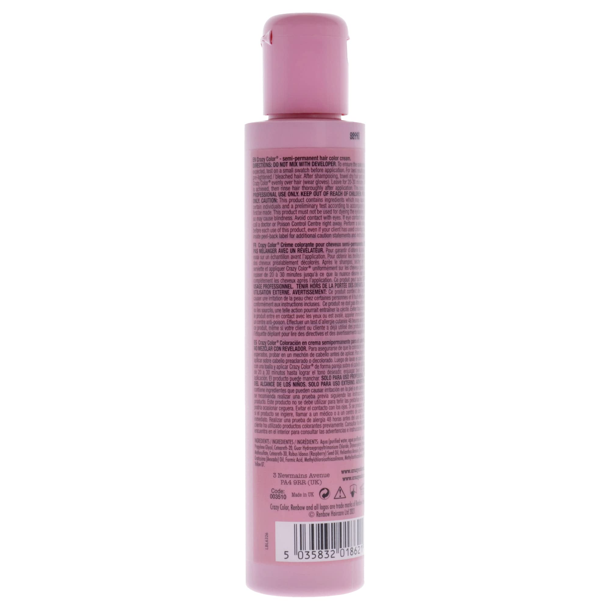 Foto 3 pulgar | Tinte Para El Cabello Crazy Color Salon Pro Semipermanente 150 Ml - 53 - Venta Internacional.