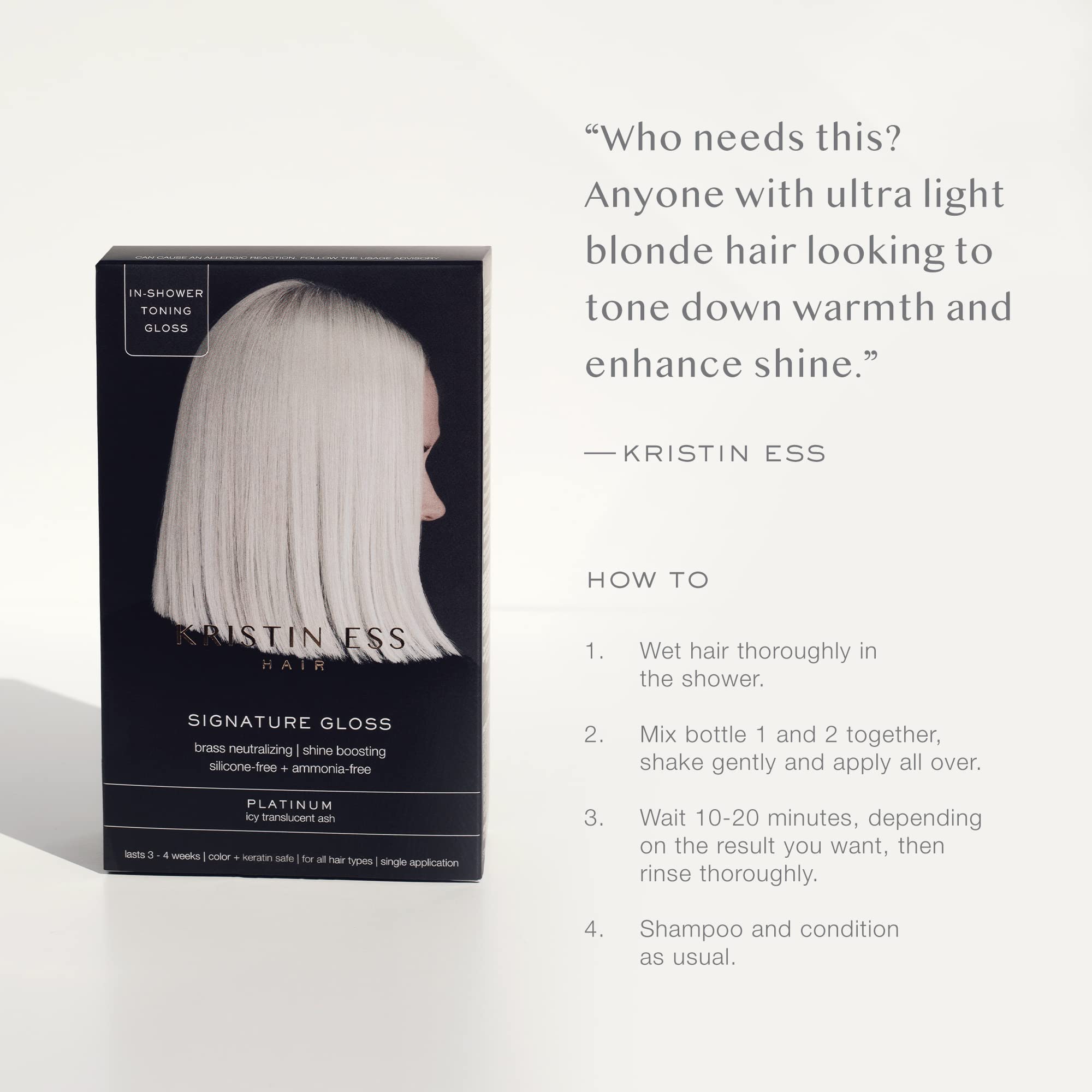 Foto 4 pulgar | Brillo Para El Cabello Kristin Ess The One Signature Platinum 100 Ml - Venta Internacional.