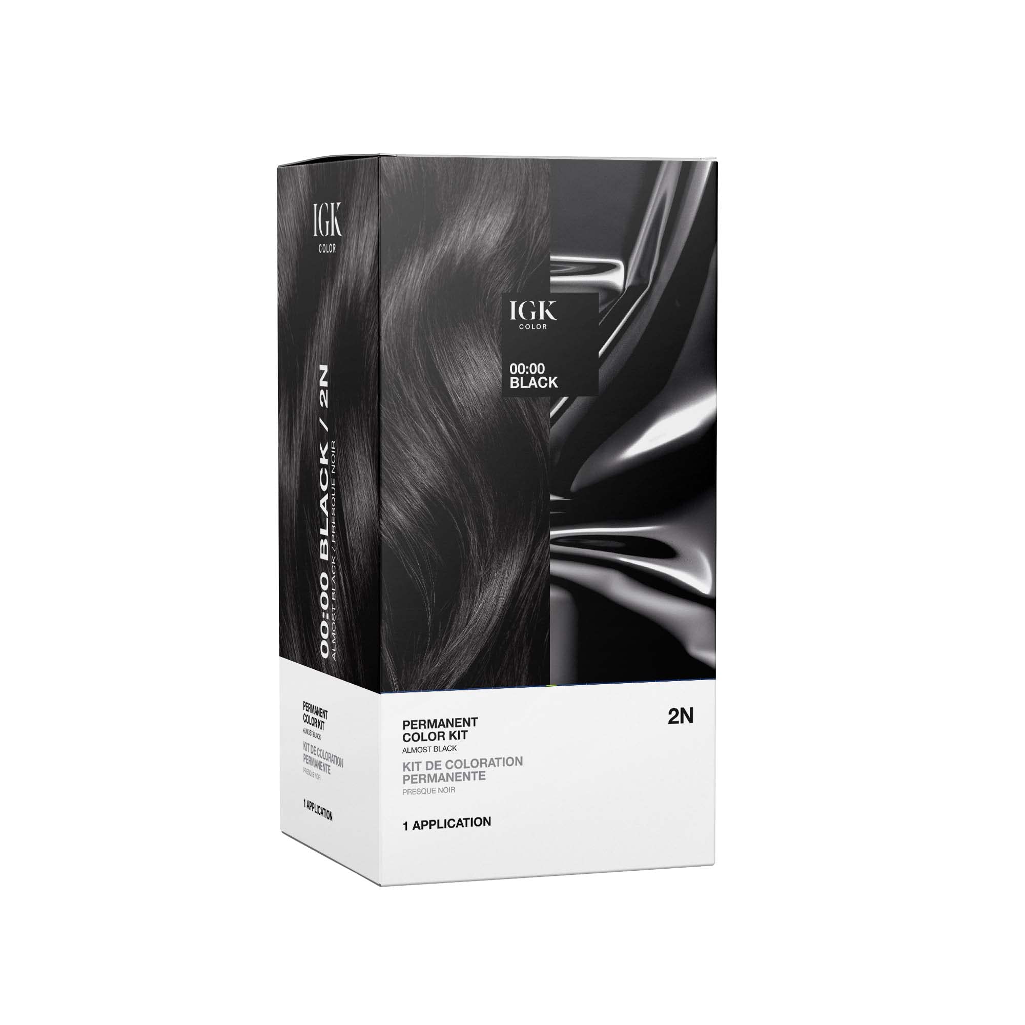 Foto 2 pulgar | Kit De Coloración De Cabello Igk Permanent 00:00 Black Almost Black 2n 140 Ml - Venta Internacional.