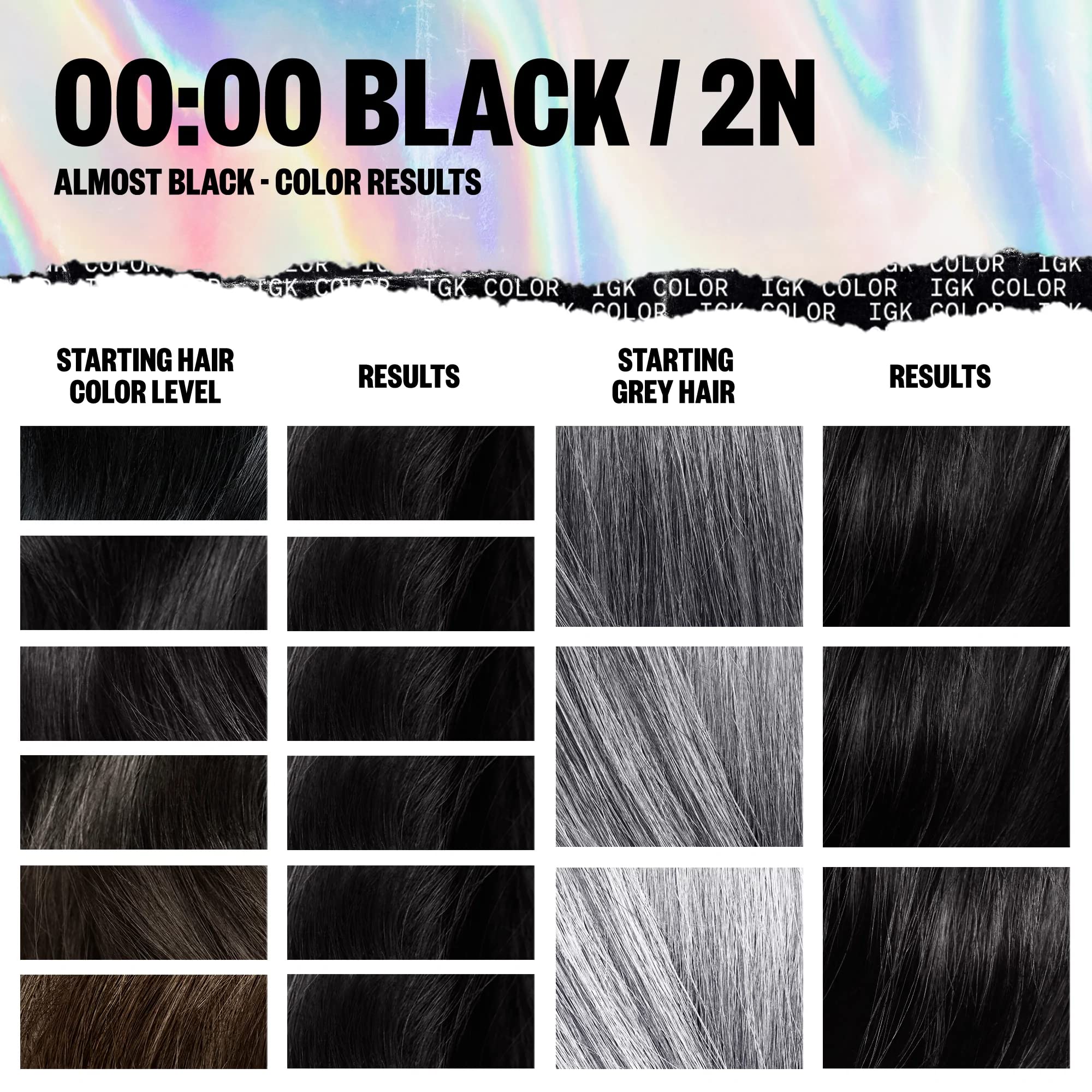 Foto 7 pulgar | Kit De Coloración De Cabello Igk Permanent 00:00 Black Almost Black 2n 140 Ml - Venta Internacional.