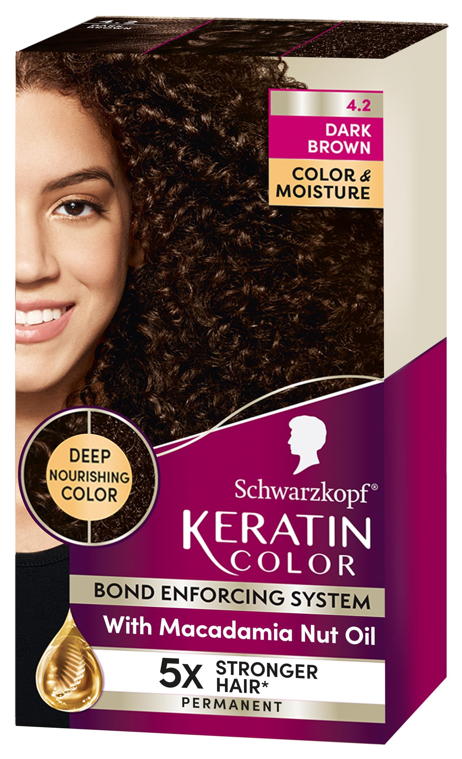 Foto 2 pulgar | Crema Para El Cabello Schwarzkopf Keratin Color 4.2 Dark Brown - Venta Internacional.