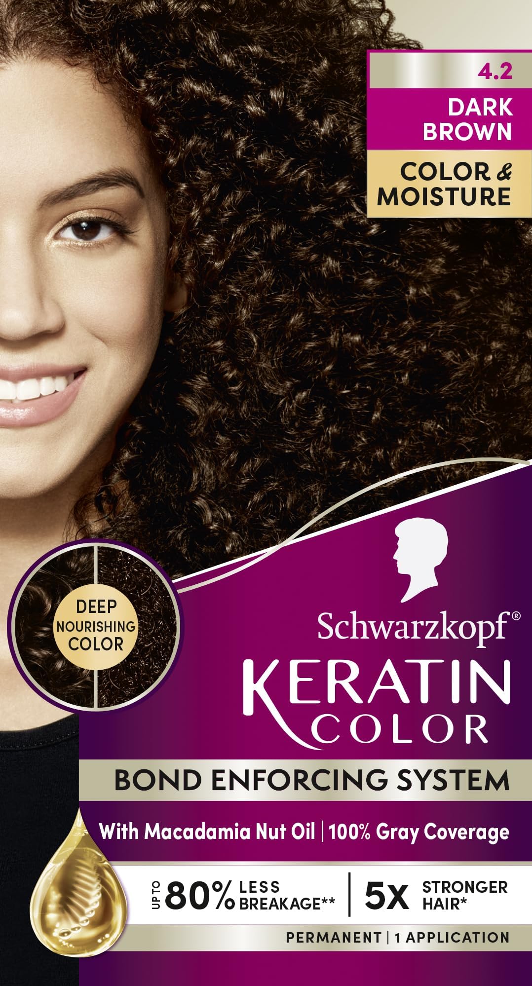 Foto 8 pulgar | Crema Para El Cabello Schwarzkopf Keratin Color 4.2 Dark Brown - Venta Internacional.