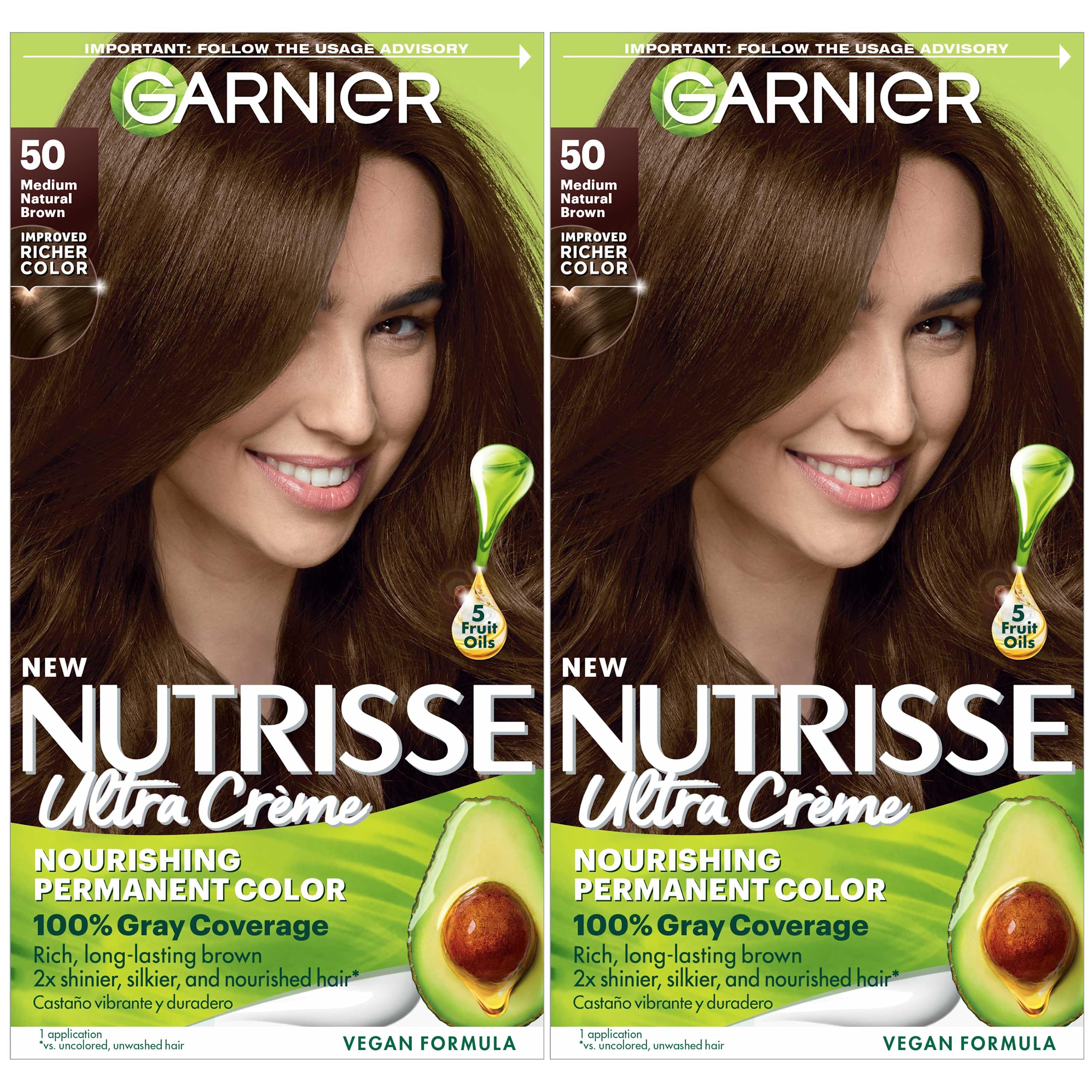 Foto 2 pulgar | Tinte Para El Cabello Garnier Nutrisse Nourishing Creme 50 Medium Brown 2x - Venta Internacional.