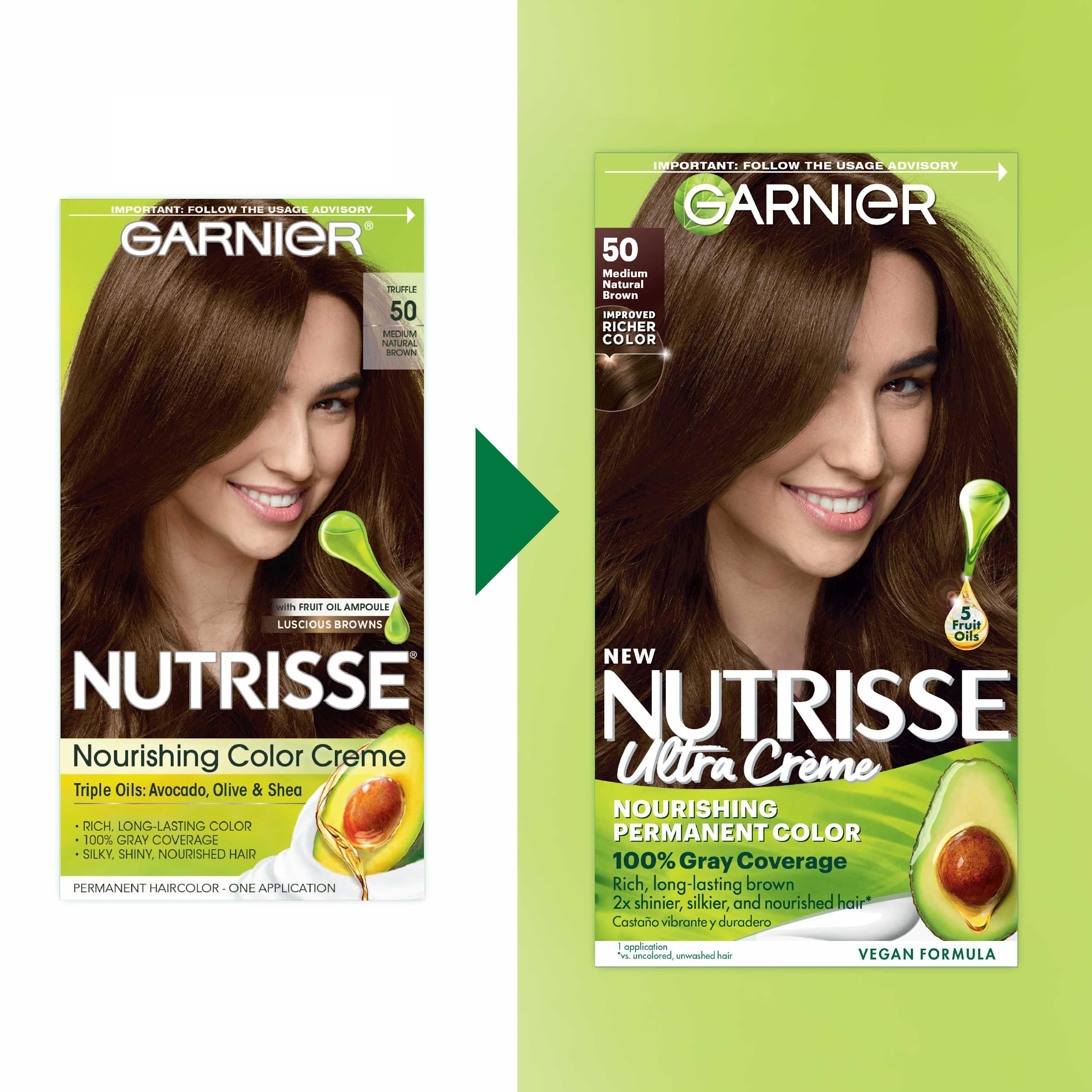 Foto 3 pulgar | Tinte Para El Cabello Garnier Nutrisse Nourishing Creme 50 Medium Brown 2x - Venta Internacional.