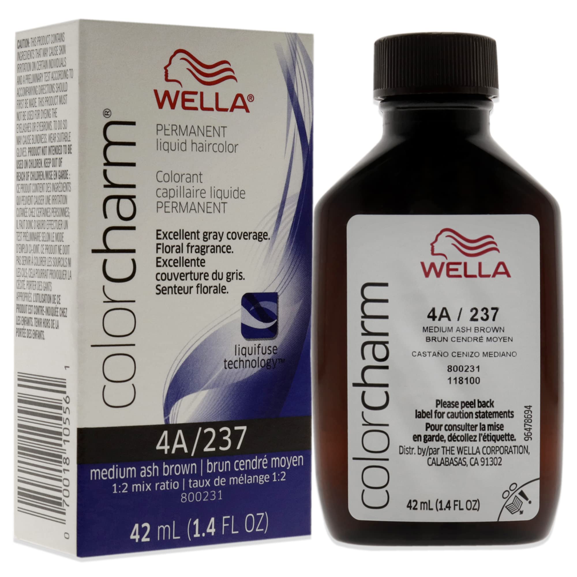Foto 4 pulgar | Tinte De Pelo Wella Color Charm Permanent Liquid 4a Med Ash Brown - Venta Internacional.