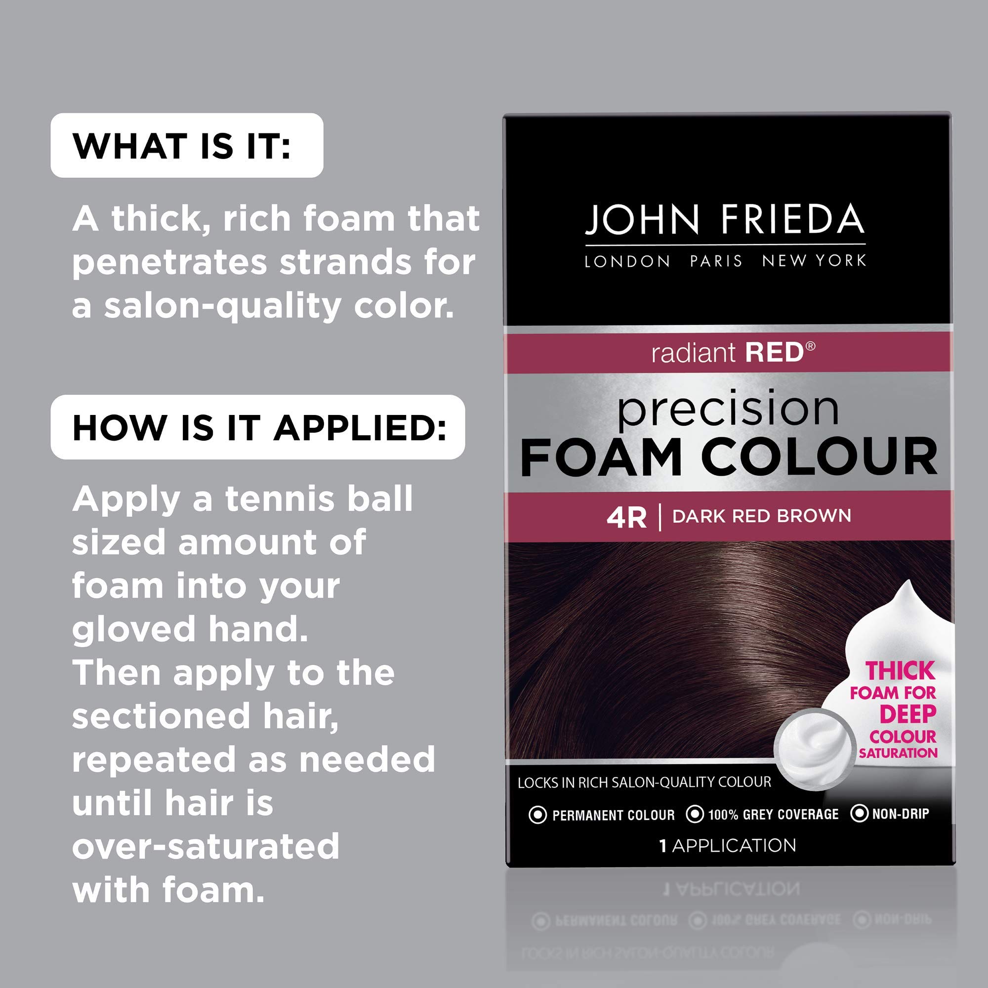 Foto 2 | Tinte Para El Cabello John Frieda Precision Foam Colour Dark Red Brown 4r - Venta Internacional.