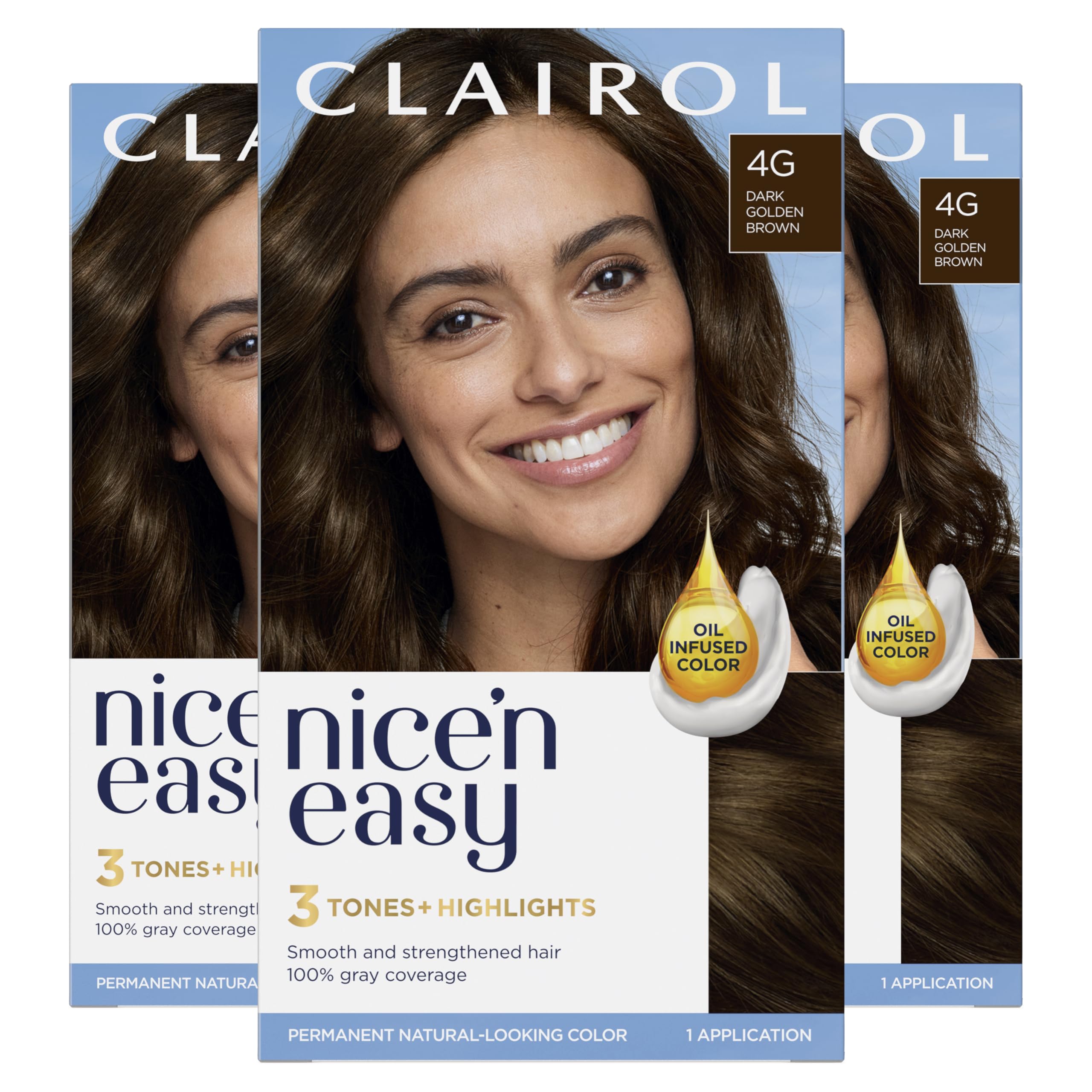 Foto 2 pulgar | Tinte Para El Cabello Clairol Nice'n Easy 4g Marrón Dorado Oscuro 90 Ml X3 - Venta Internacional.