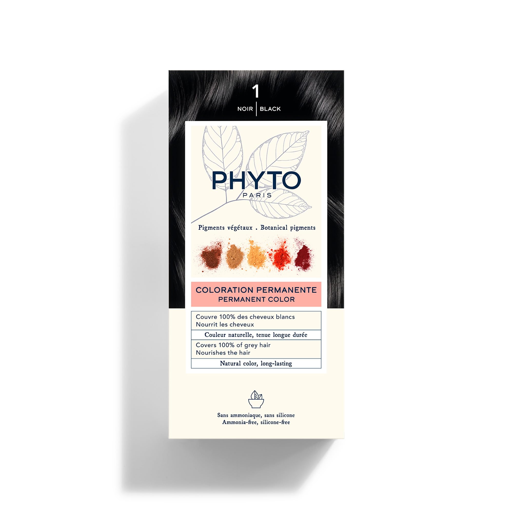 Tinte Para El Cabello Phyto Phytocolor Permanent 1 Negro, 12 Ml, Sin Amoniaco - Venta Internacional.