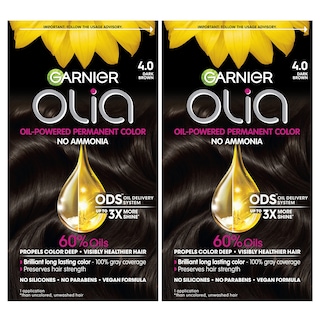 Foto 1 | Color De Cabello Garnier Olia Sin Amoniaco 4.0 Marrón Oscuro, Paquete De 2 - Venta Internacional.