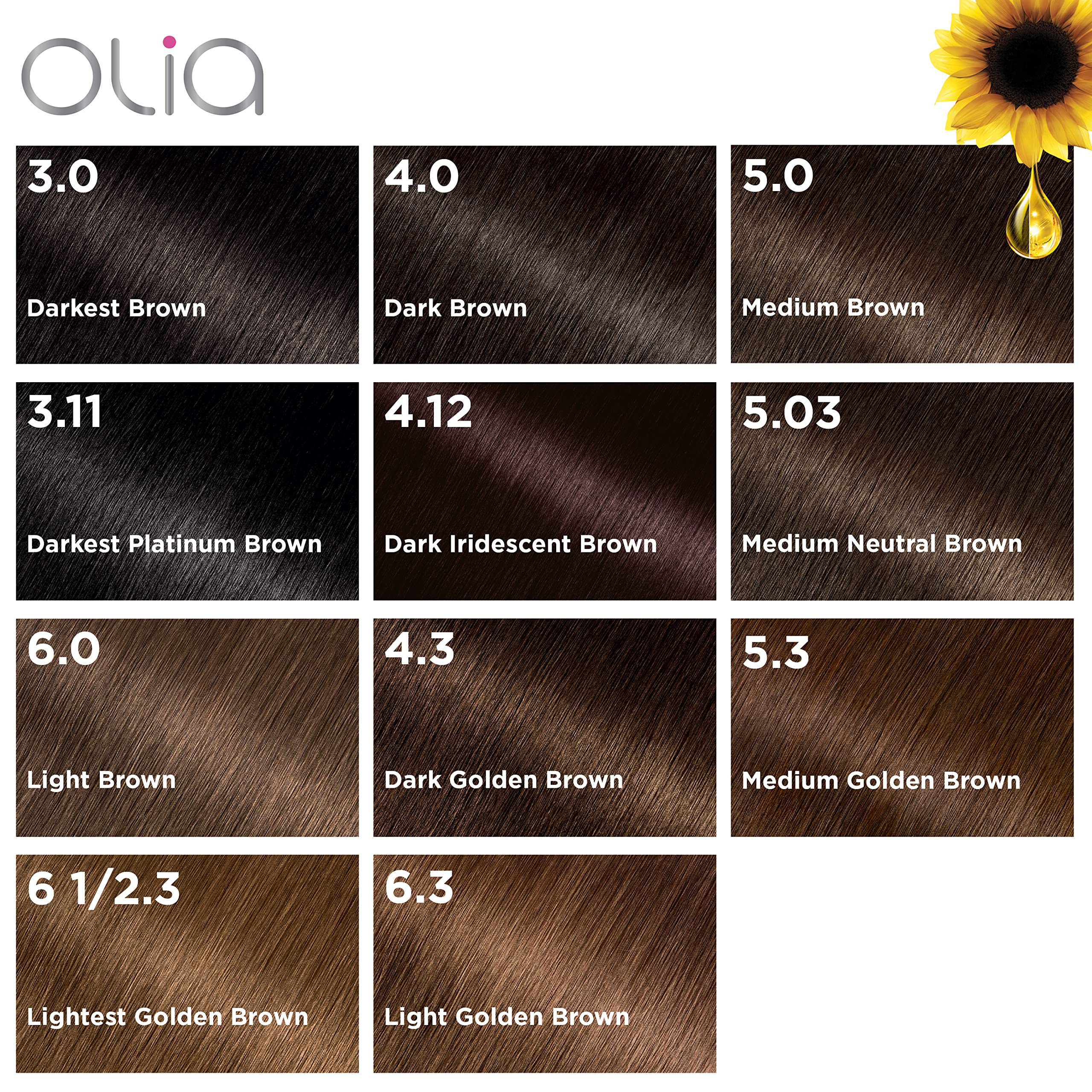 Foto 7 pulgar | Color De Cabello Garnier Olia Sin Amoniaco 4.0 Marrón Oscuro, Paquete De 2 - Venta Internacional.