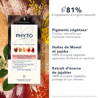 Foto 3 | Tinte Para El Cabello Phyto Phytocolor Permanent 4 Brown, 12 Ml, Sin Amoniaco - Venta Internacional.