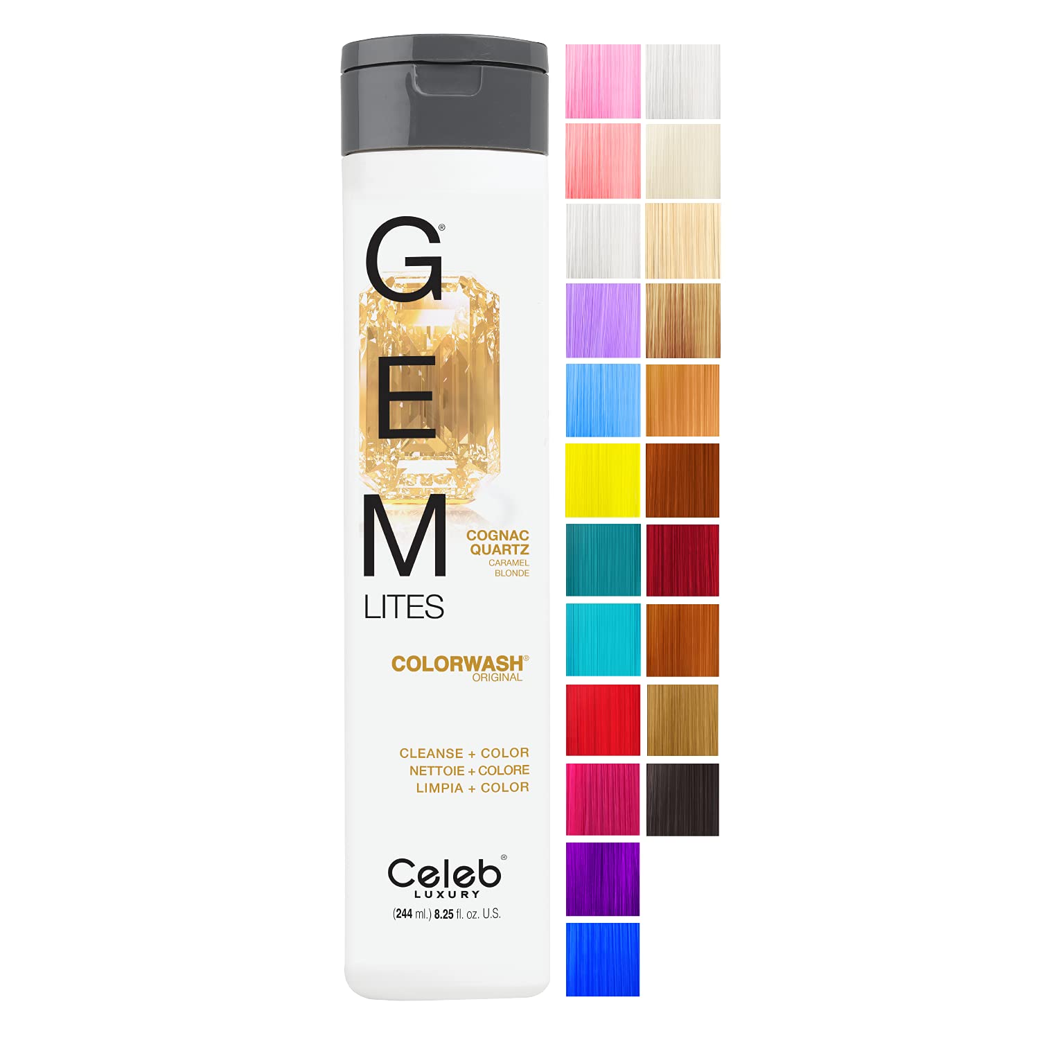 Champú Celeb Luxury Gem Lites Colorwash, Coñac Y Cuarzo, 240 Ml - Venta Internacional.