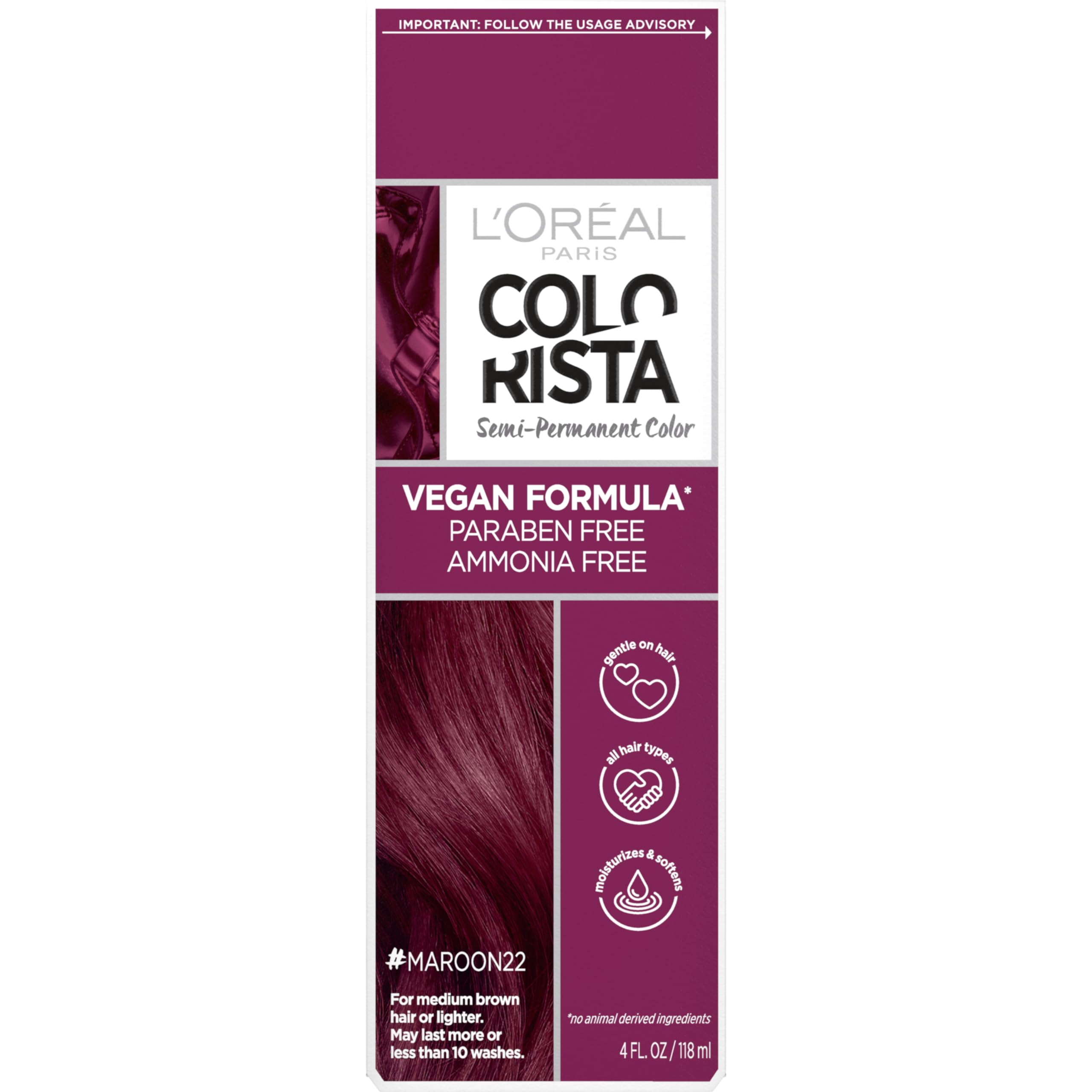 Tinte De Pelo L'oreal Paris Colorista Semi Permanente Granate - Venta Internacional.