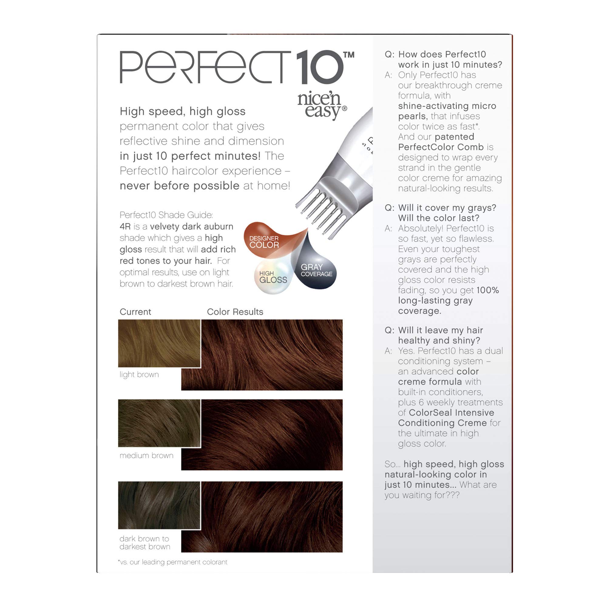 Foto 5 pulgar | Tinte Para El Cabello Clairol Nice'n Easy Perfect 10 4r Castaño Oscuro - Venta Internacional.